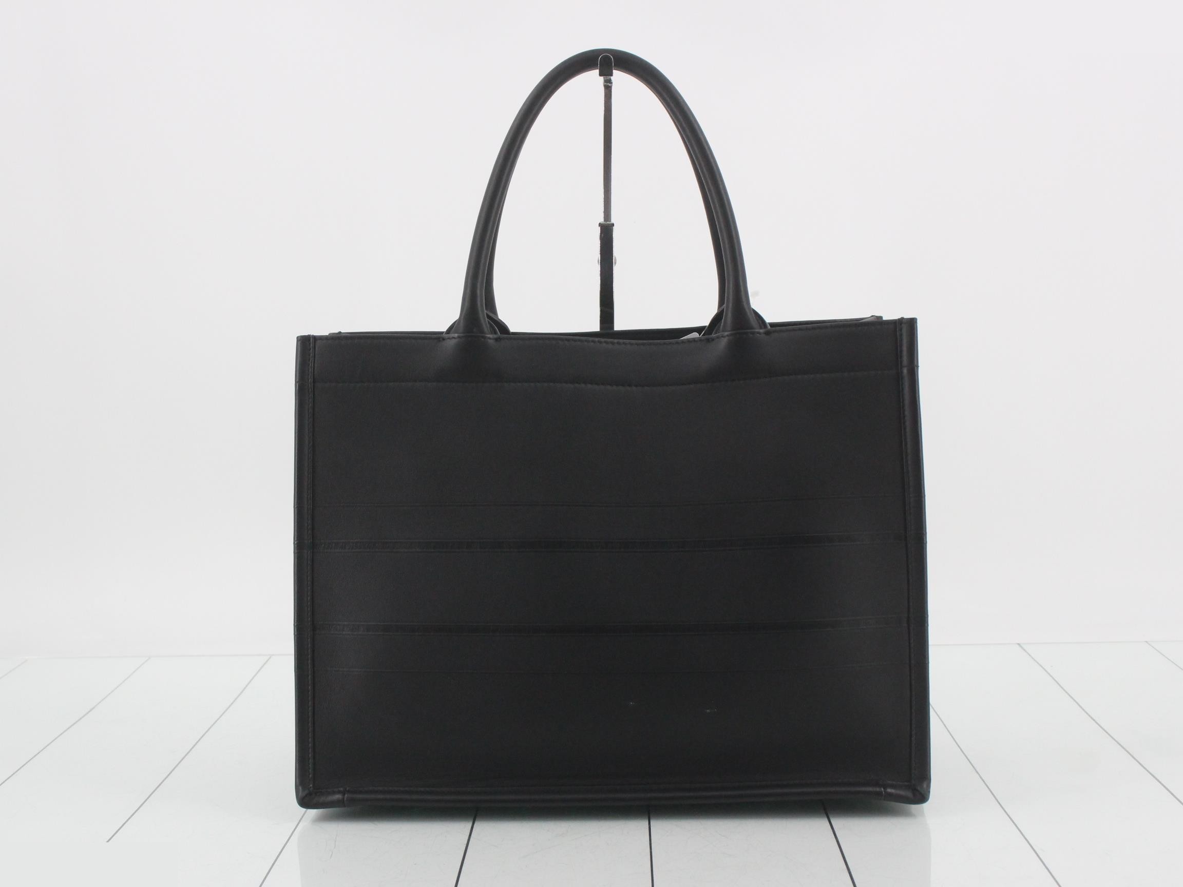 Book Tote, Medium, Leather, Black — view 2