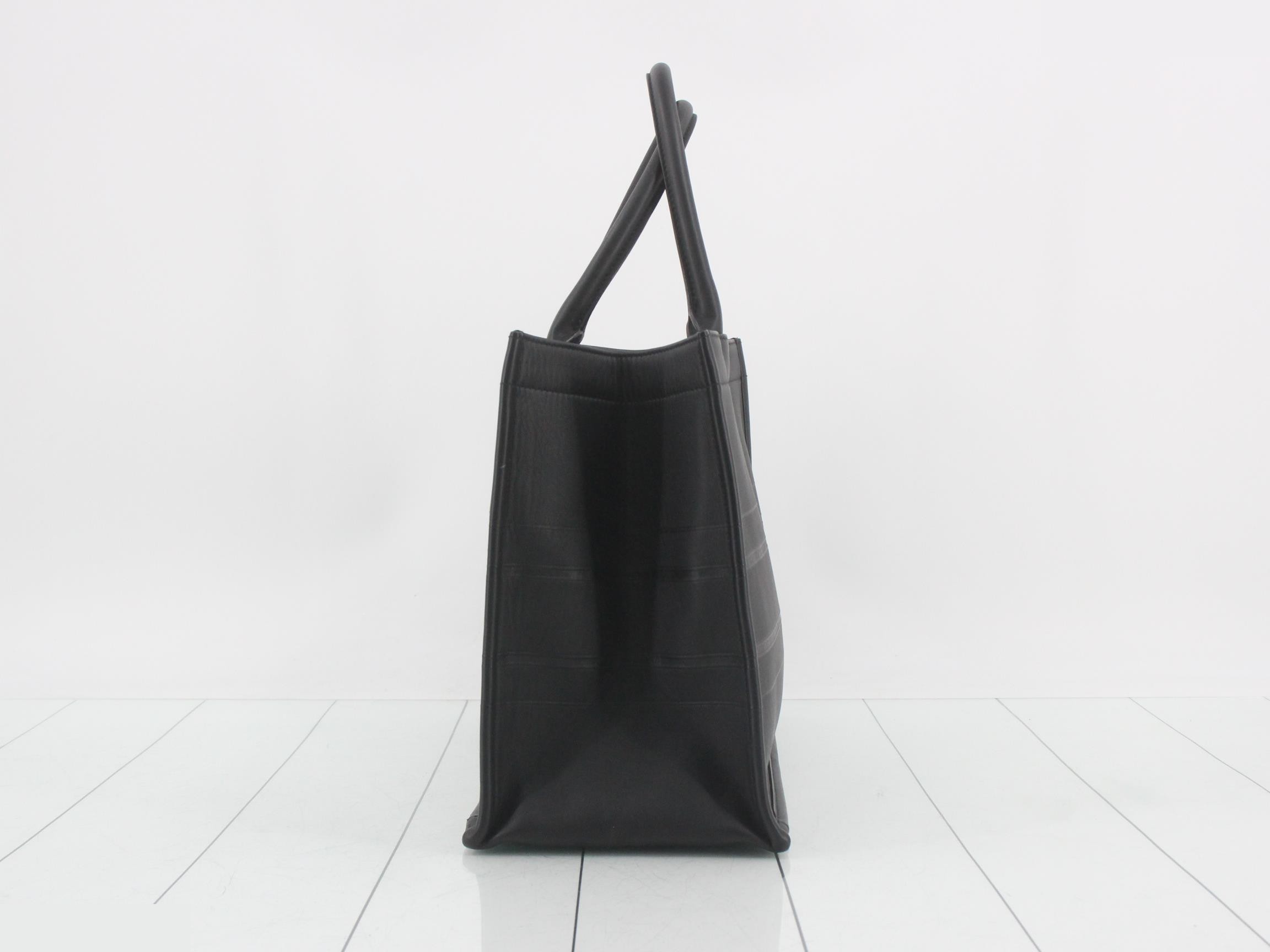 Book Tote, Medium, Leather, Black — view 3