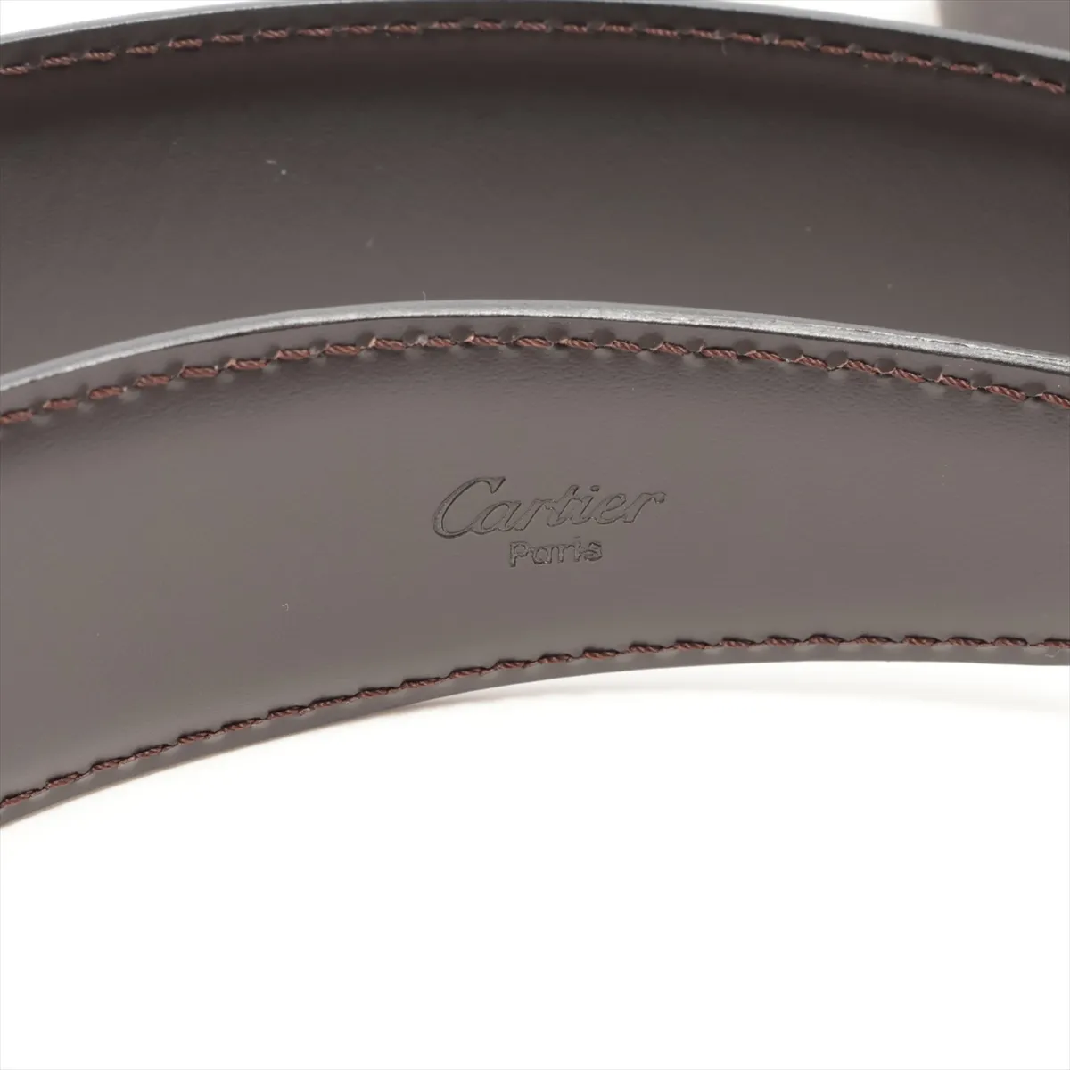 Santos de Cartier belt, leather, black x dark brown. Shows signs of wear: — view 5