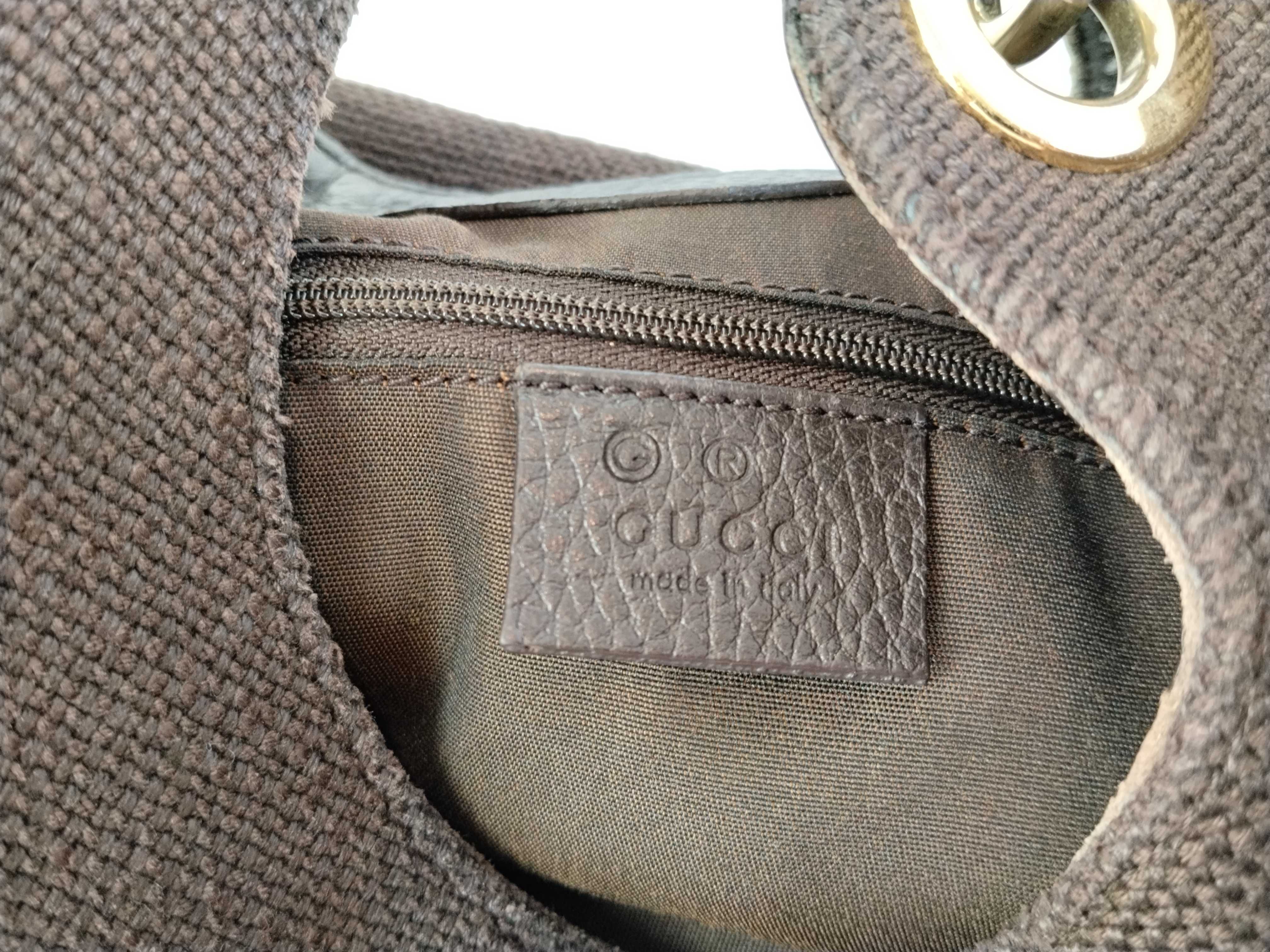 GG Shima Leather Canvas One-Shoulder Bag — view 11