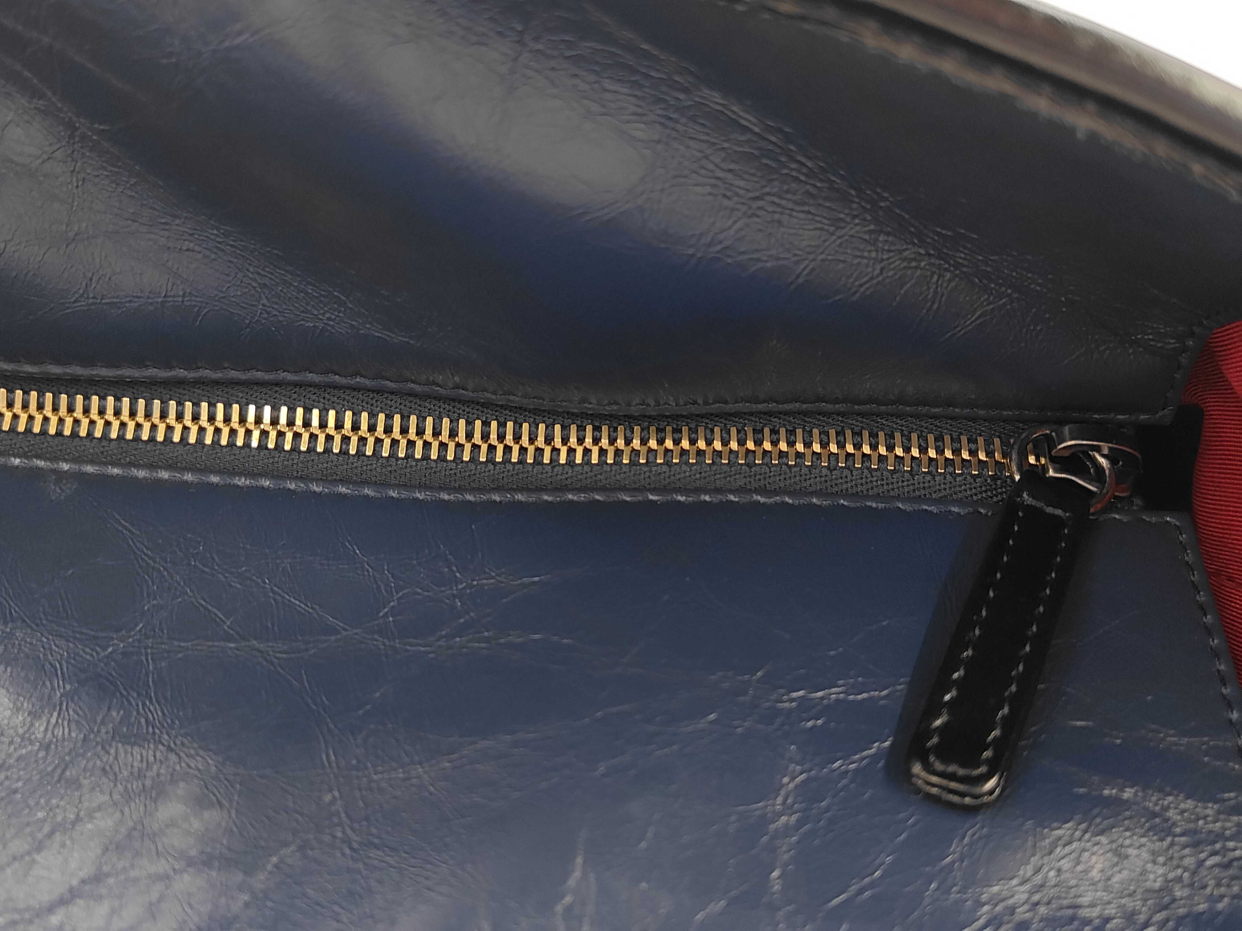 Calfskin Gabrielle de 2-Way Chain Shoulder Bag, Navy Shoulder Bag — view 14