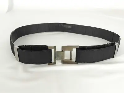logo buckle leather x nylon belt