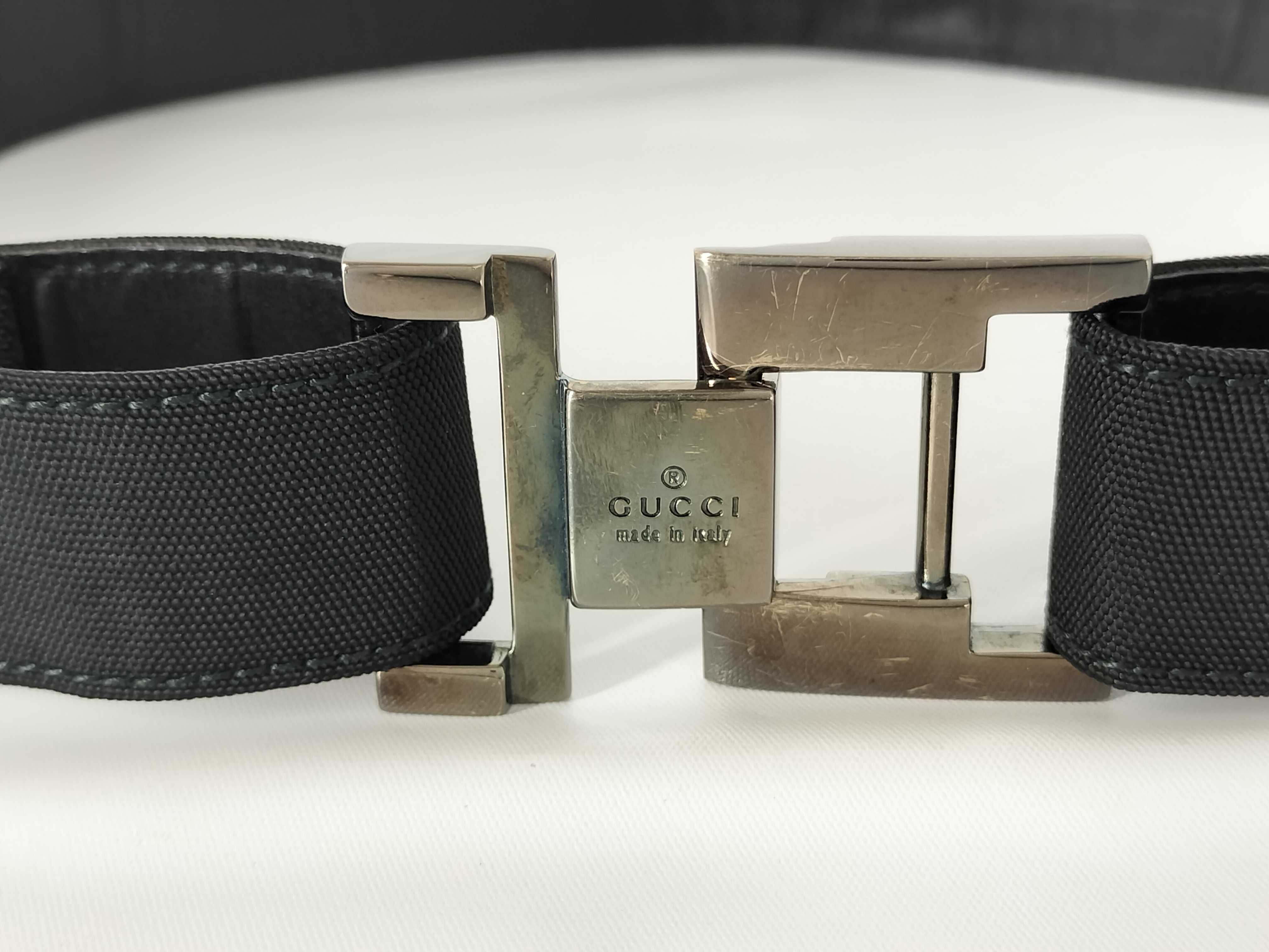 logo buckle leather x nylon belt — view 2