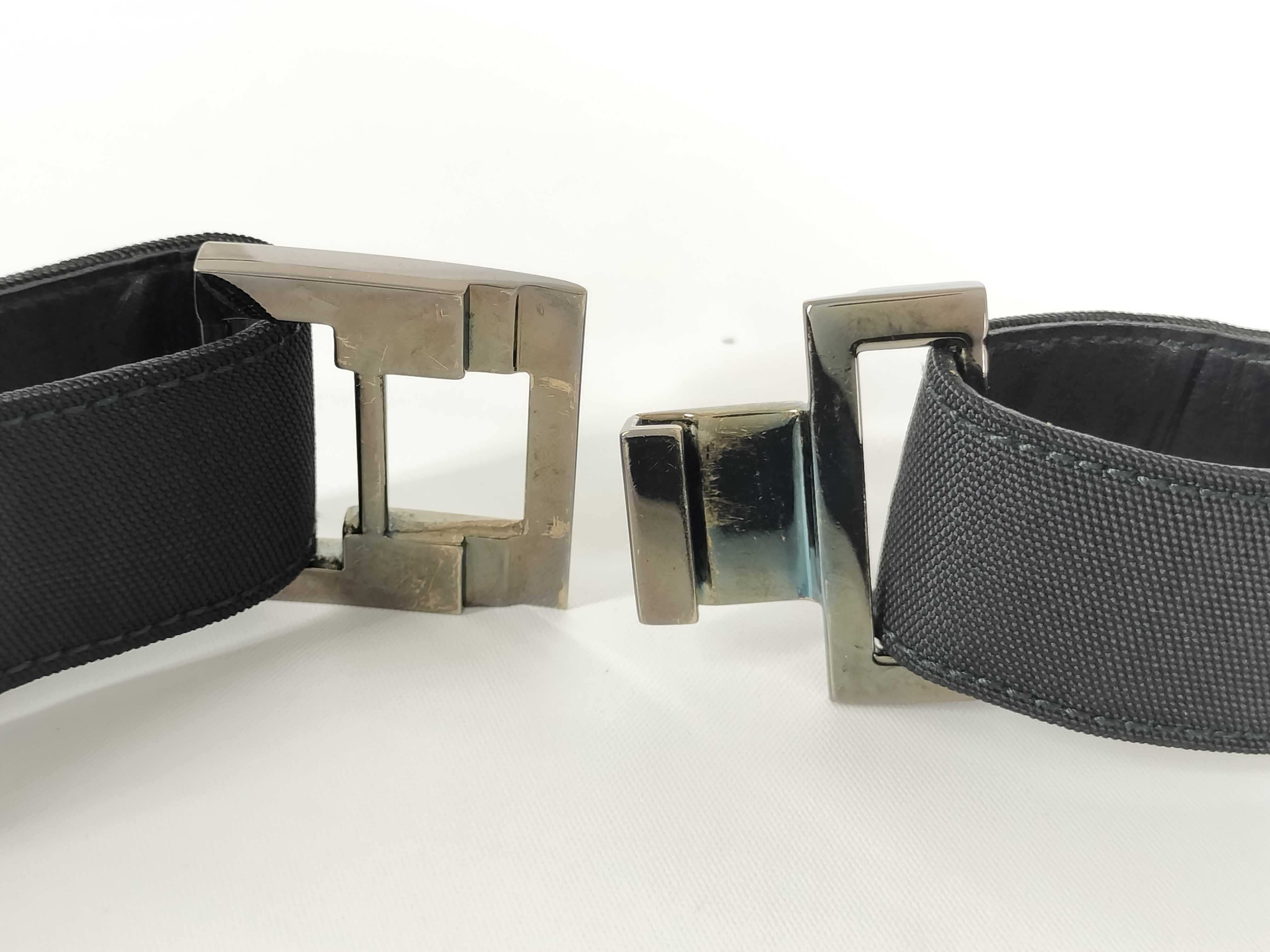logo buckle leather x nylon belt — view 3