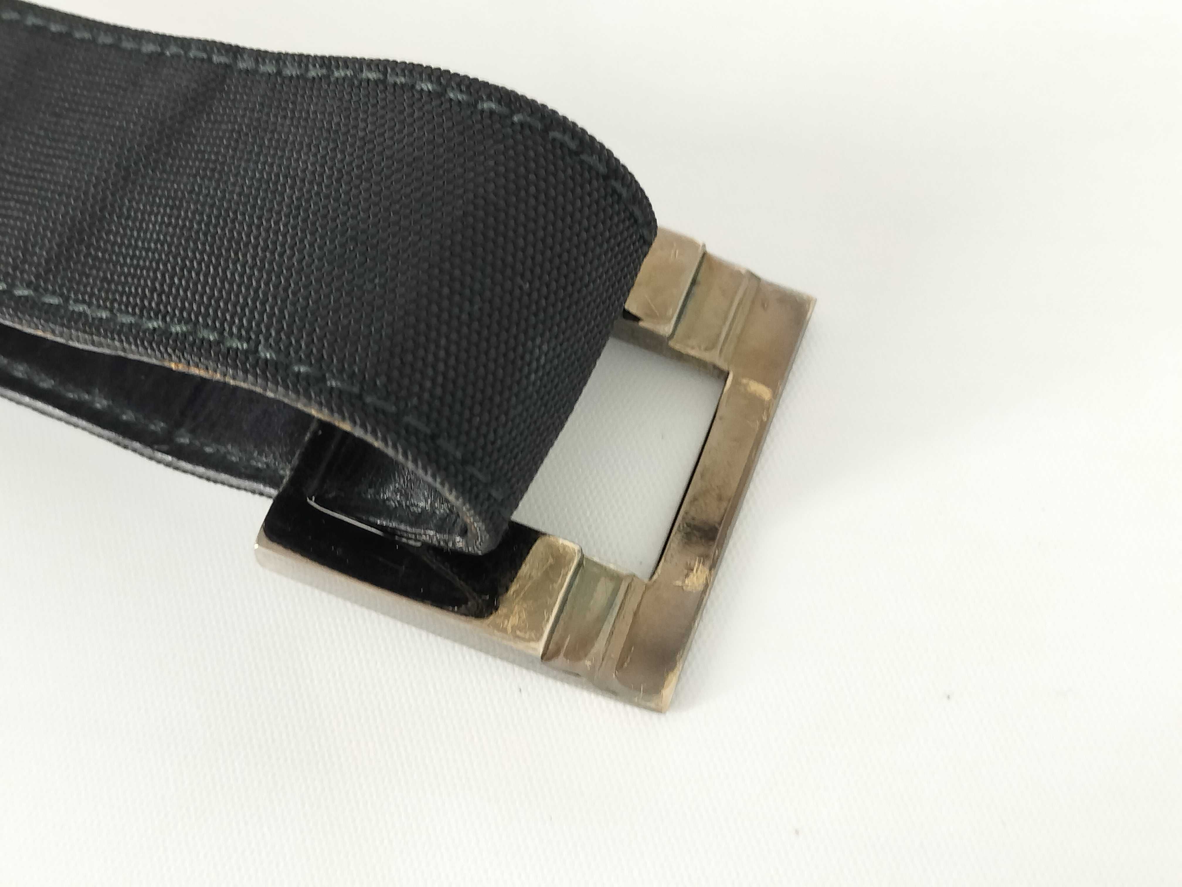 logo buckle leather x nylon belt — view 6