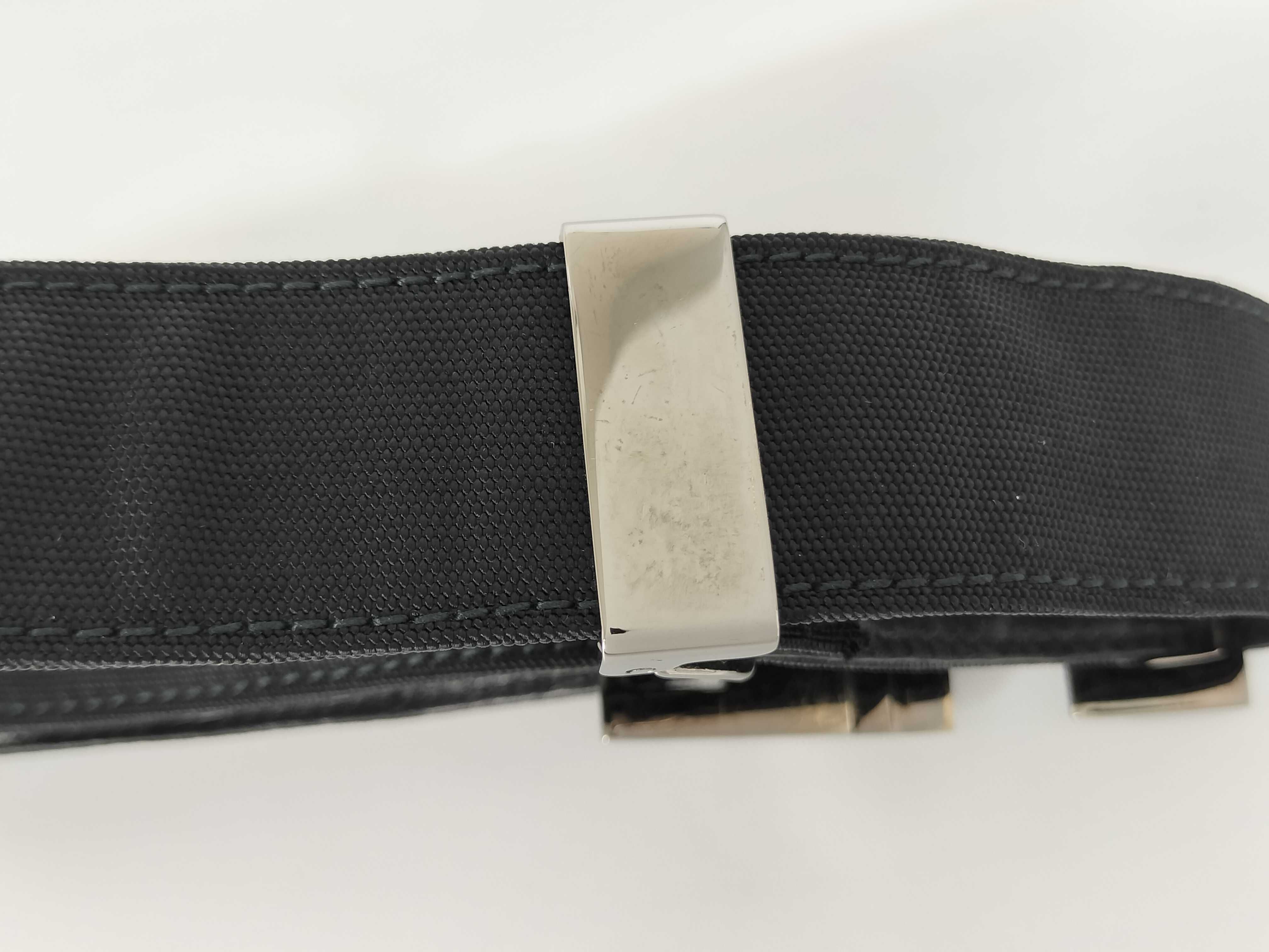 logo buckle leather x nylon belt — view 8