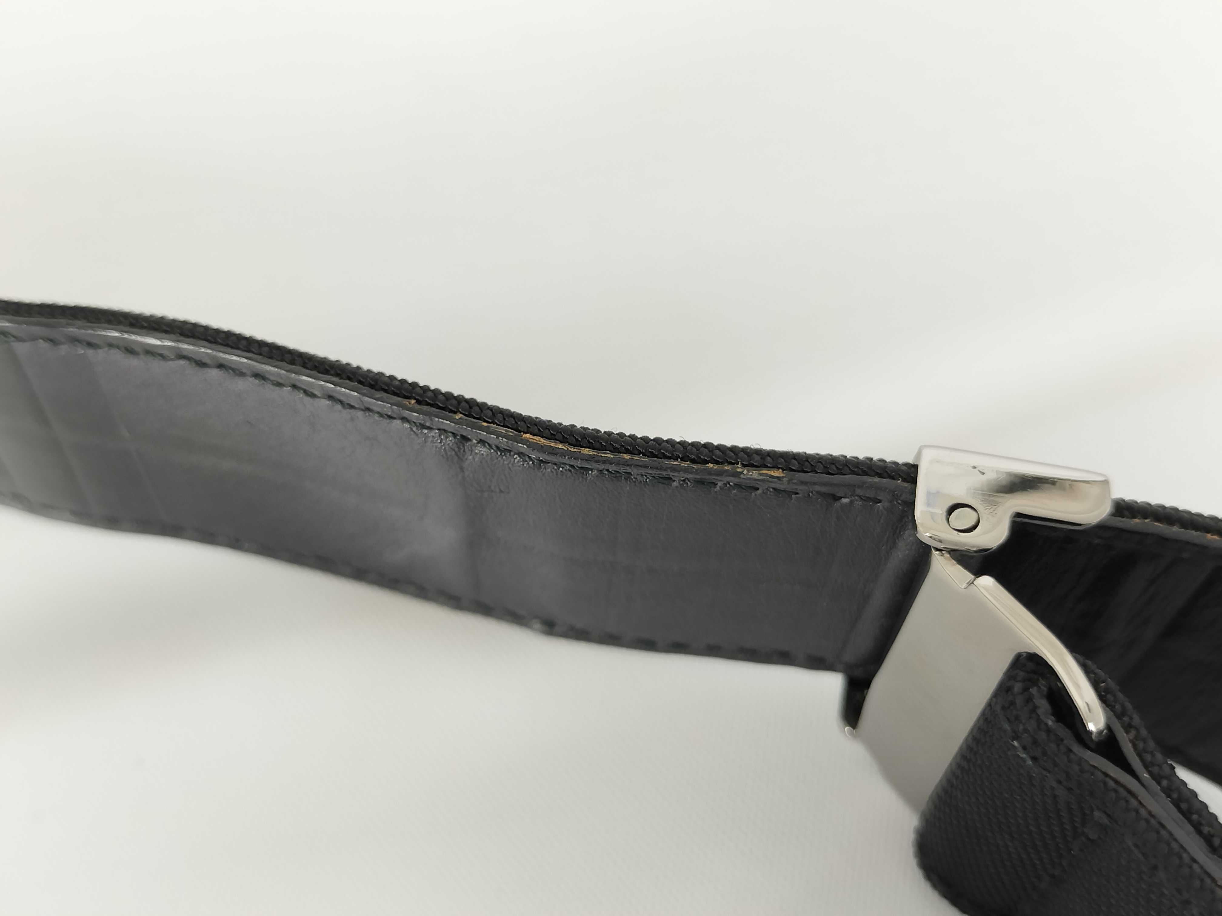 logo buckle leather x nylon belt — view 9