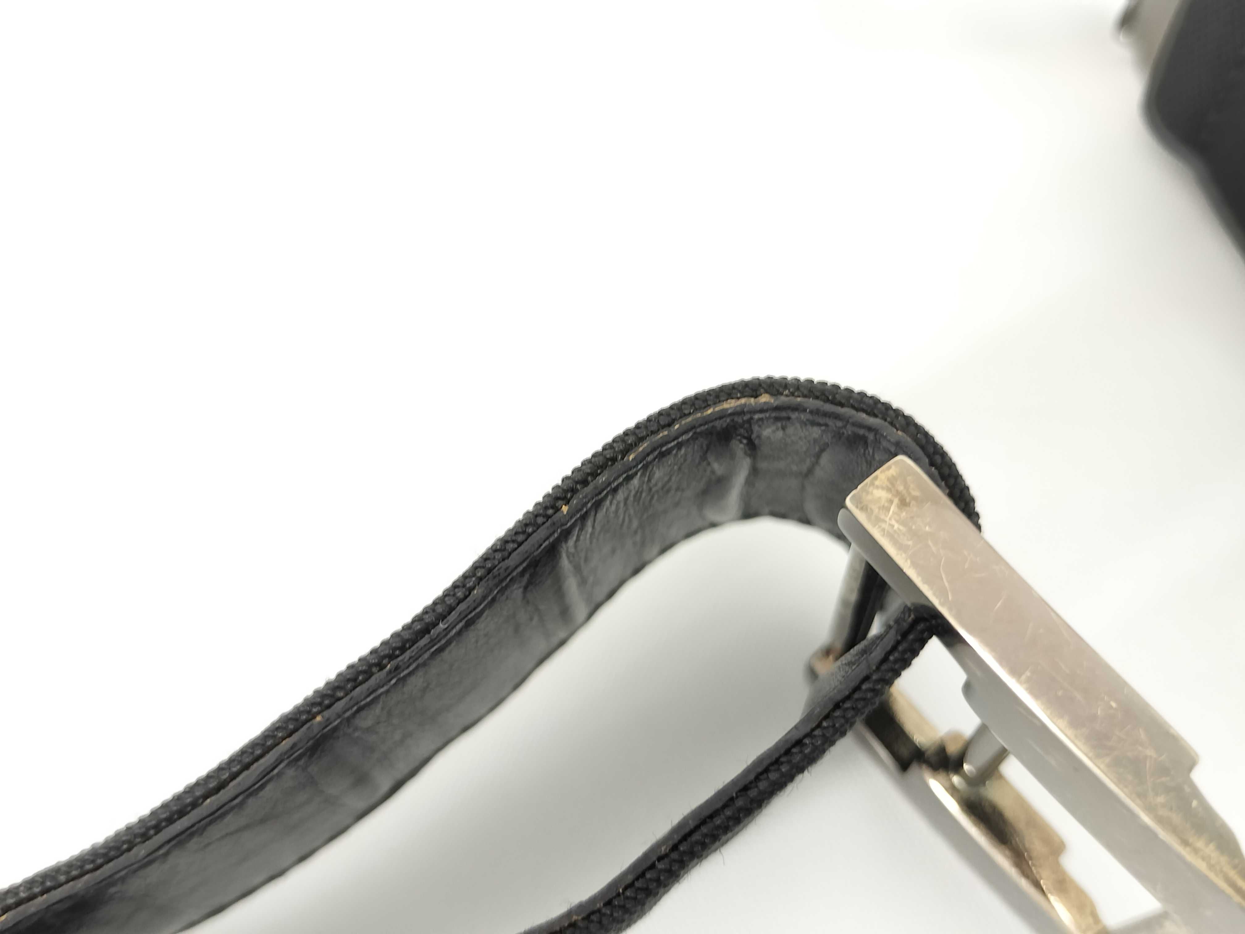 logo buckle leather x nylon belt — view 10