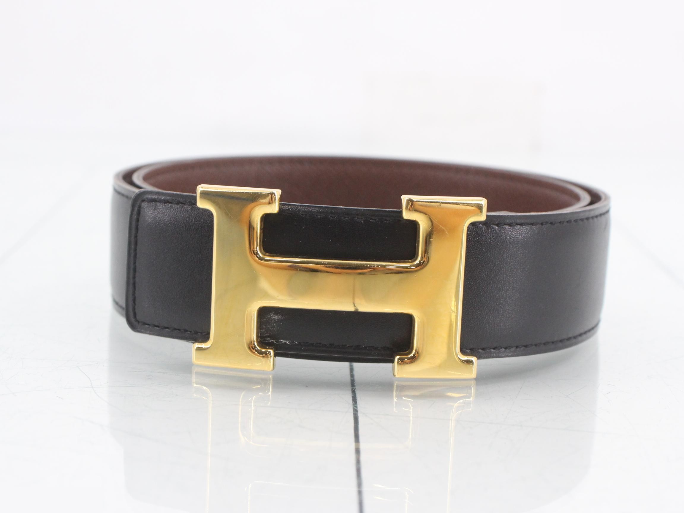 Constance H-belt, A stamp, gold hardware/black, with box.