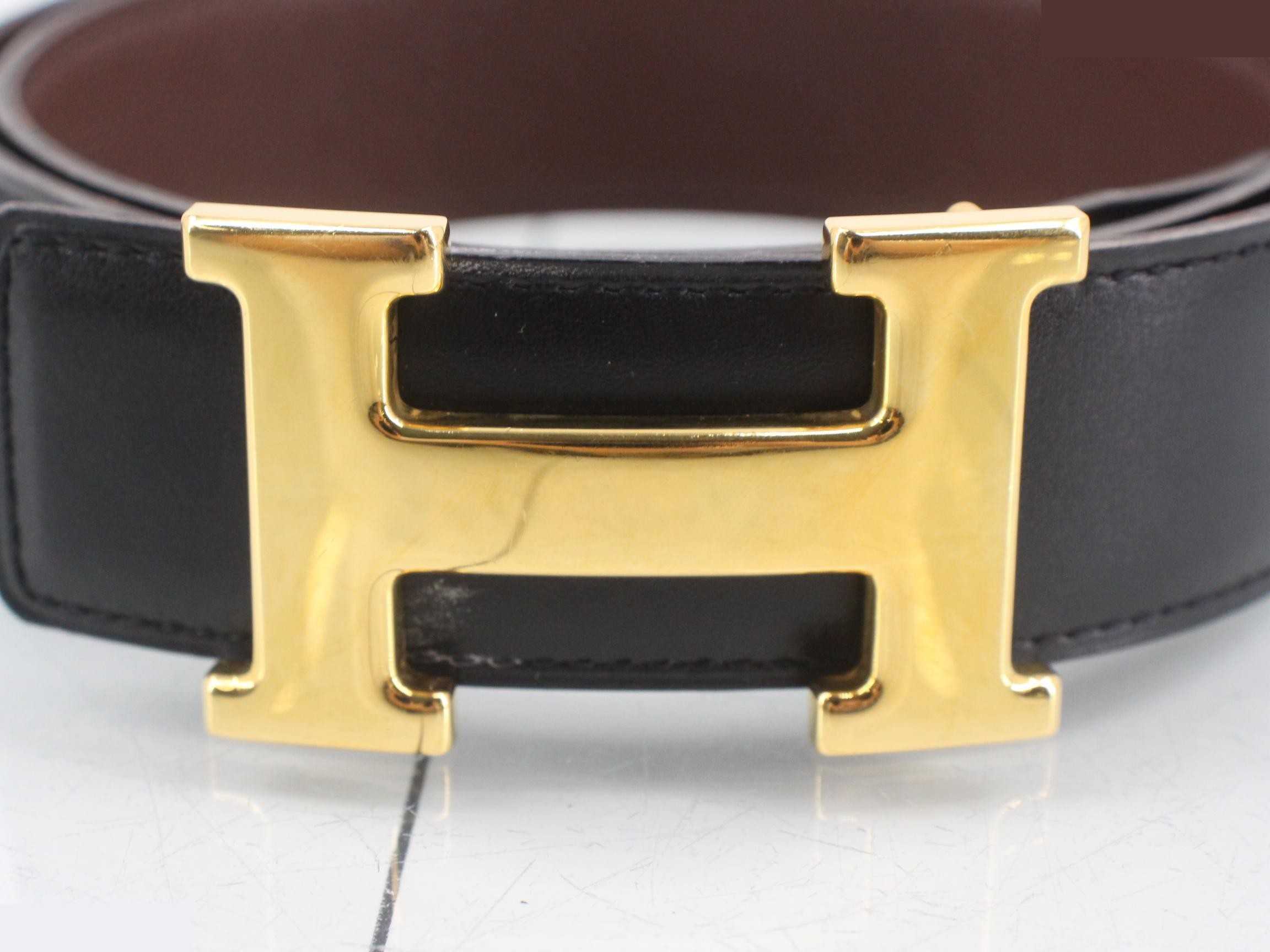 Constance H-belt, A stamp, gold hardware/black, with box. — view 3