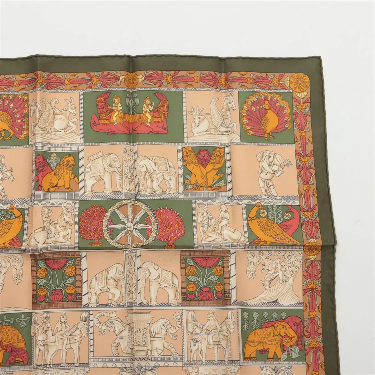 Carre 45 TORANA (Tower Gate) Scarf, Silk, Khaki, — view 3