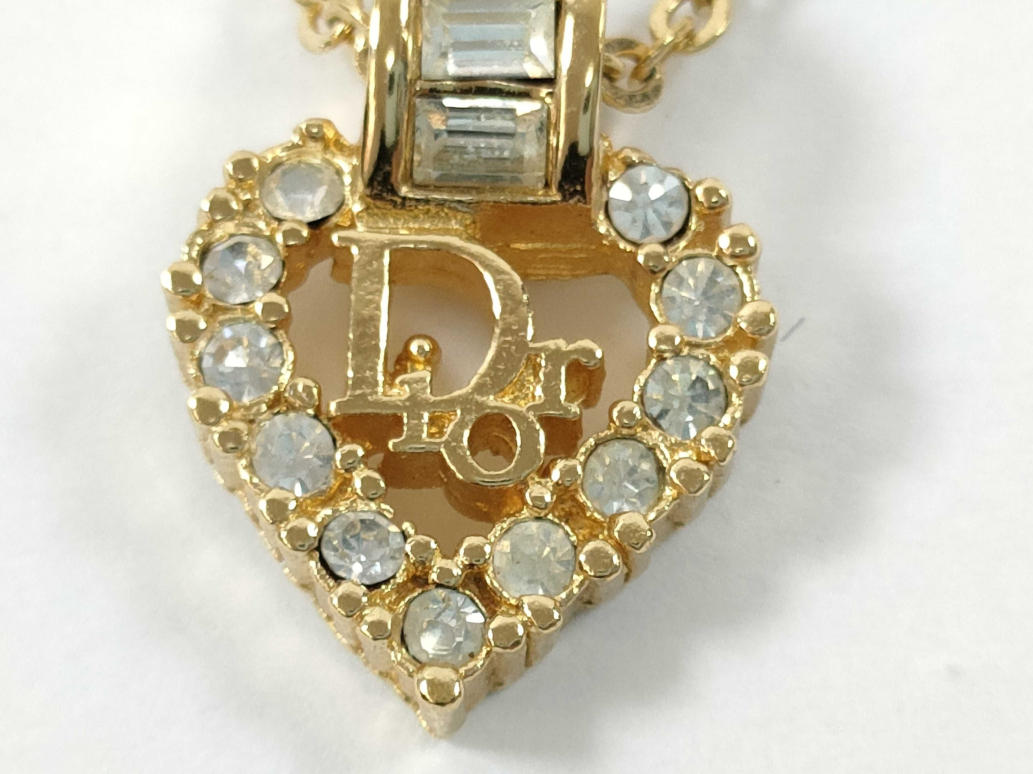 Heart Logo Rhinestone Gold Necklace — view 2
