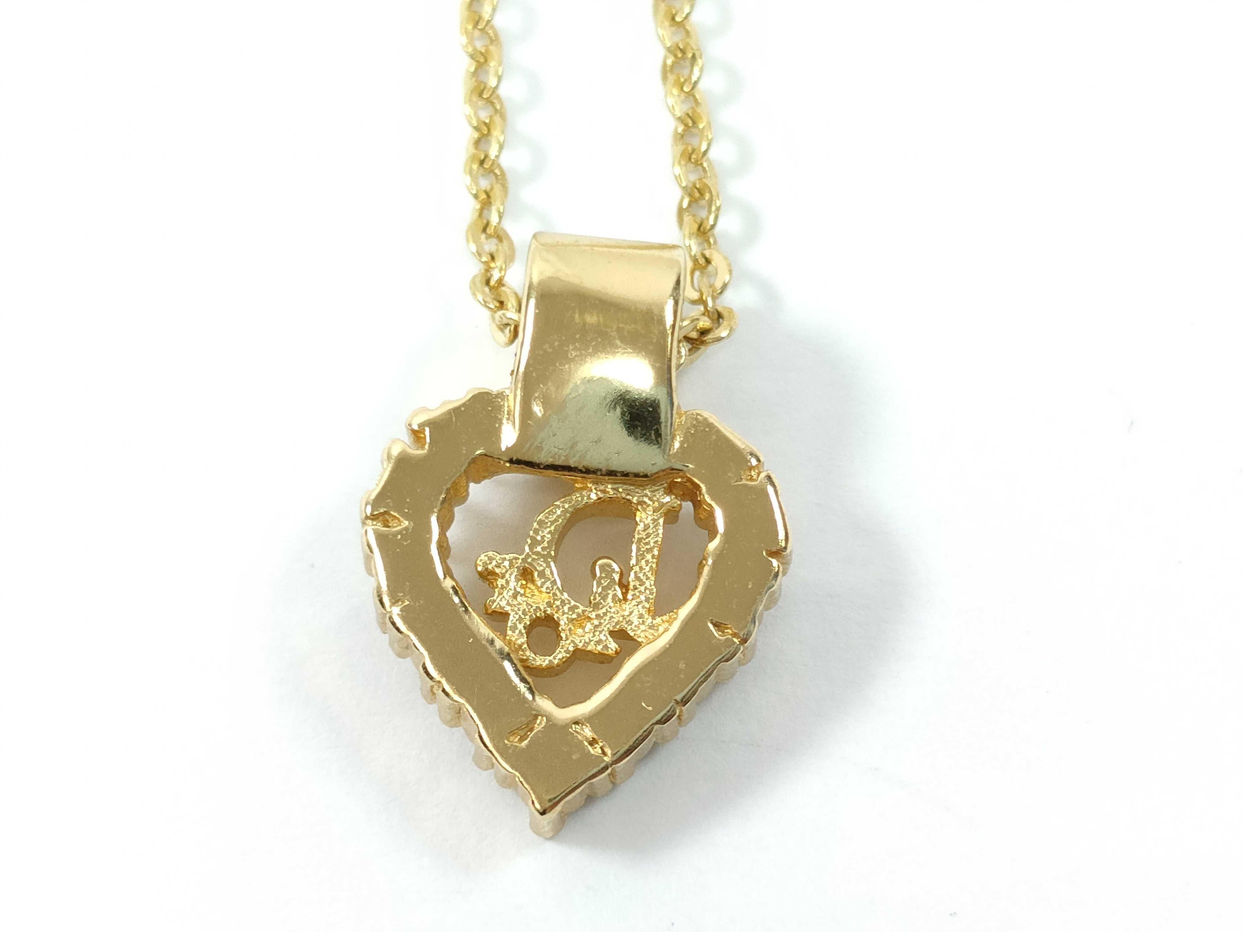 Heart Logo Rhinestone Gold Necklace — view 4