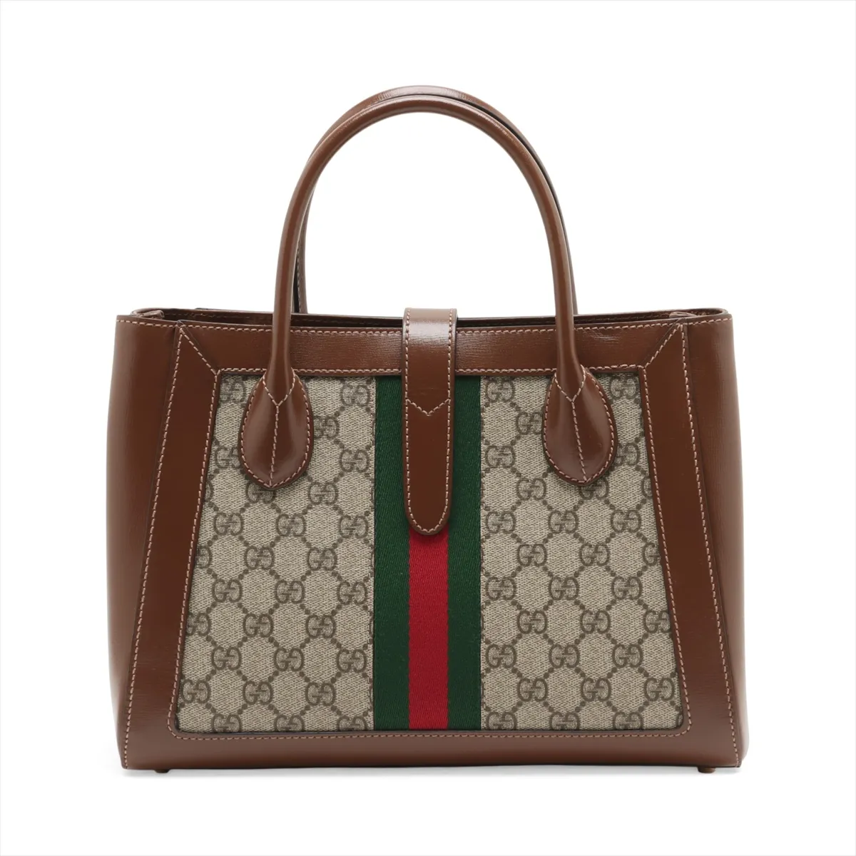 GG Supreme Jackie 1961 PVC x Leather 2WAY Handbag Brown 649016 — view 2