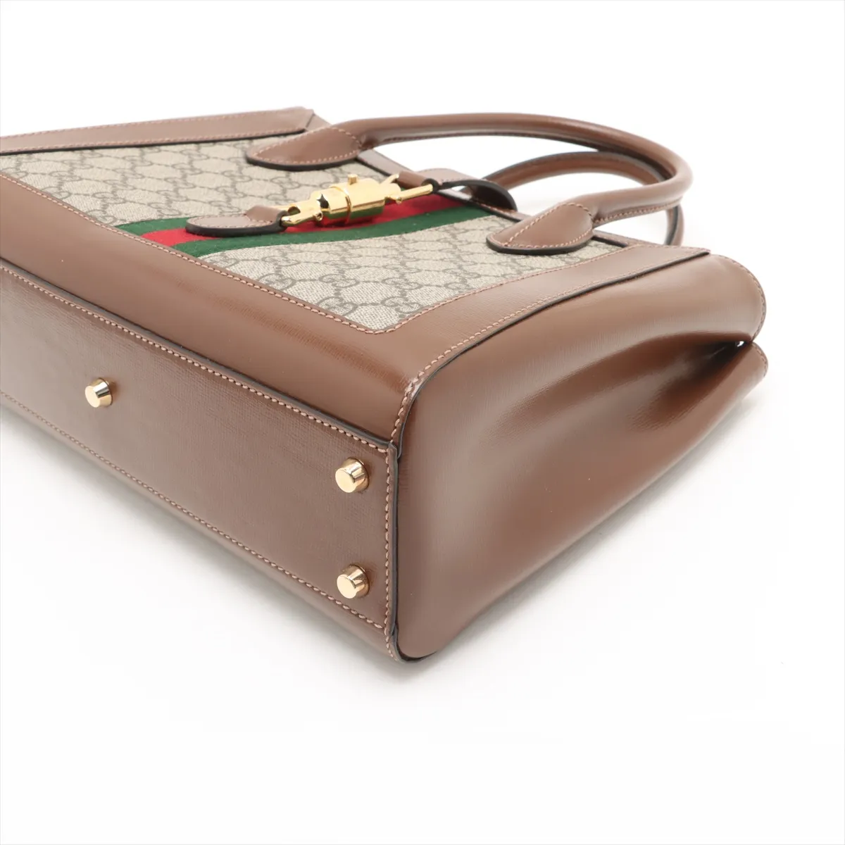 GG Supreme Jackie 1961 PVC x Leather 2WAY Handbag Brown 649016 — view 3