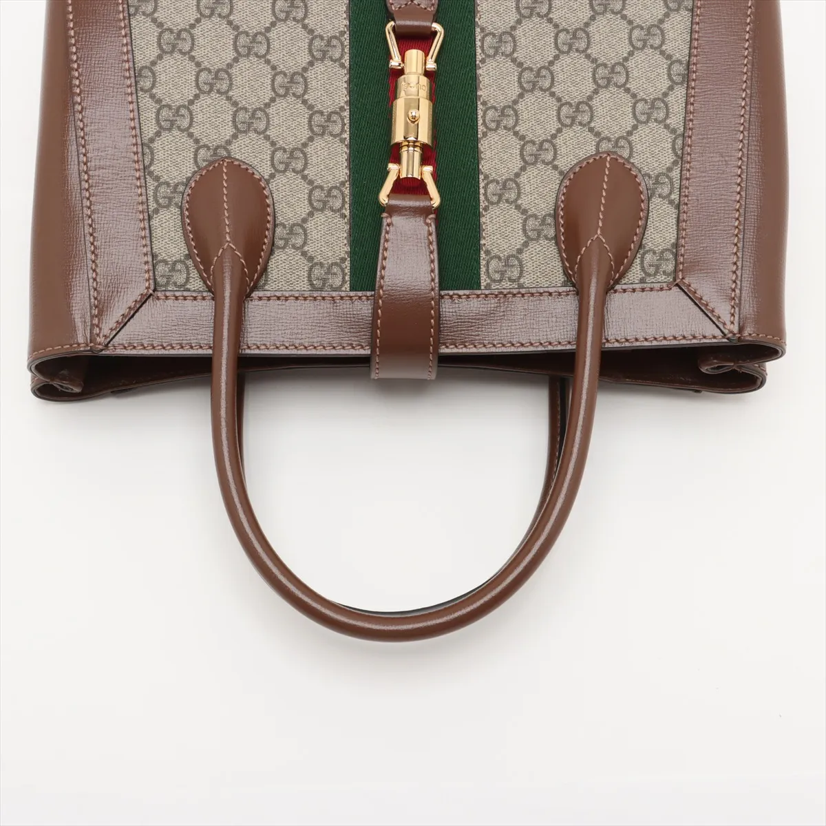 GG Supreme Jackie 1961 PVC x Leather 2WAY Handbag Brown 649016 — view 5