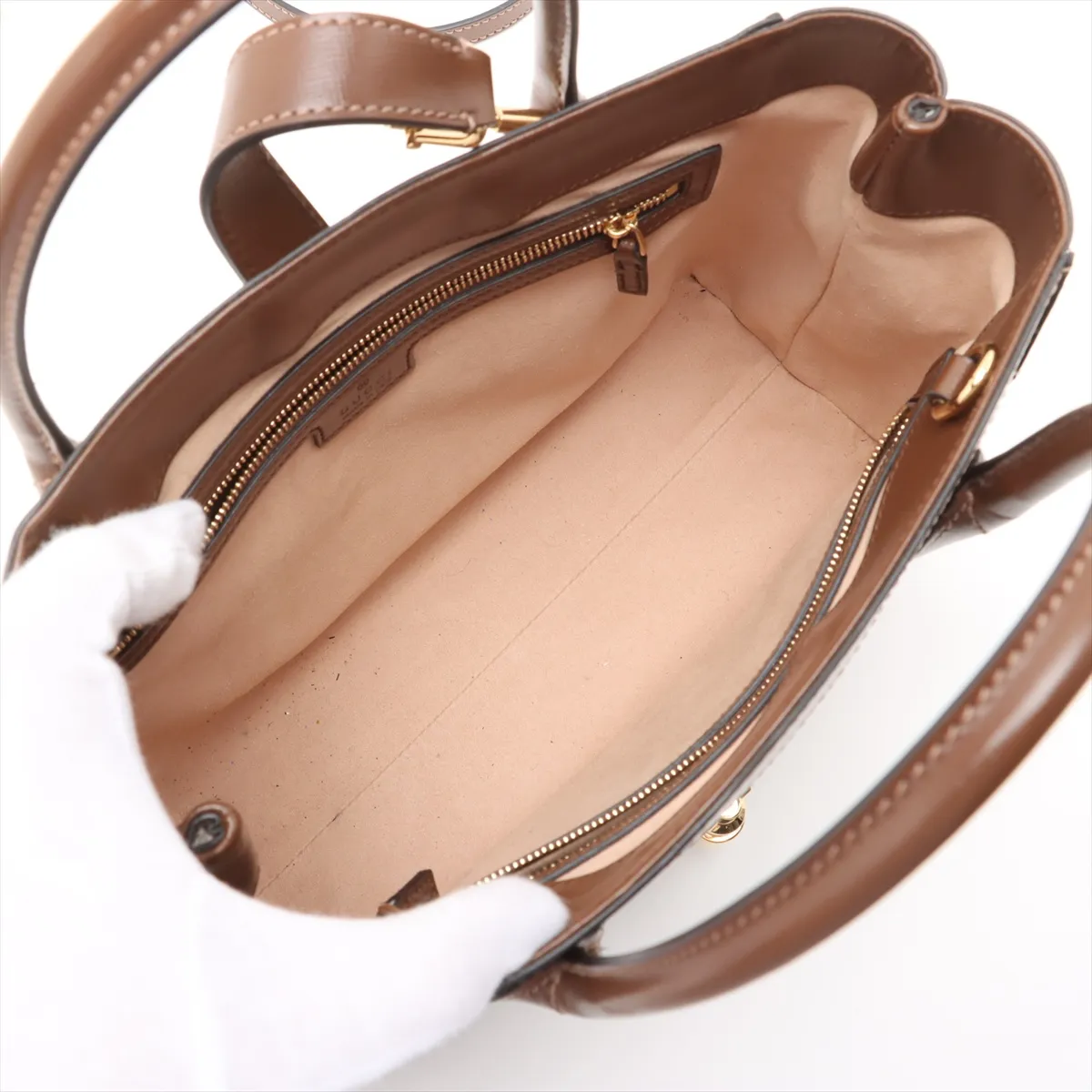 GG Supreme Jackie 1961 PVC x Leather 2WAY Handbag Brown 649016 — view 8
