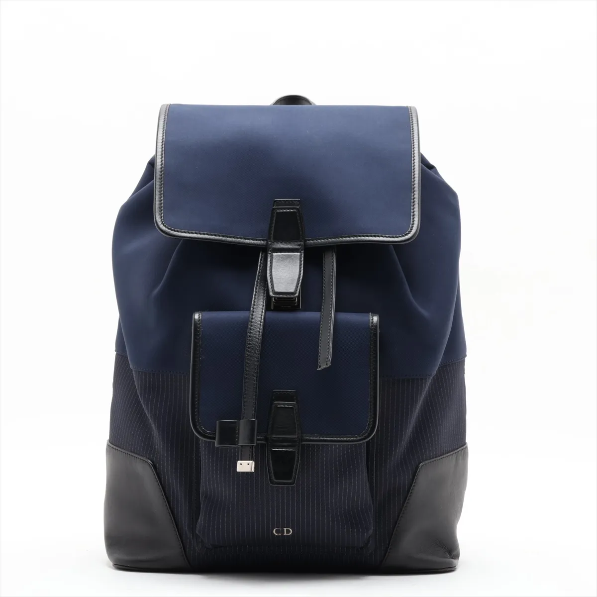 Nylon x Leather Backpack/Rucksack, Navy