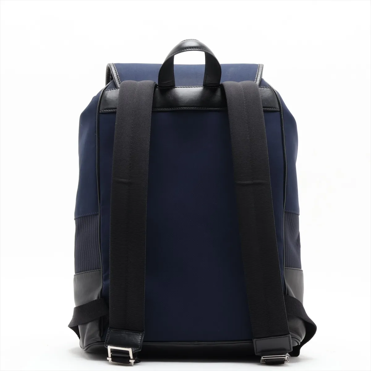 Nylon x Leather Backpack/Rucksack, Navy — view 2
