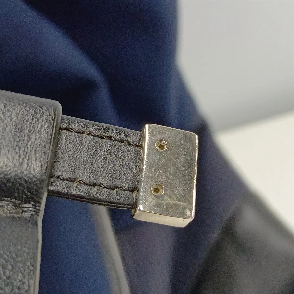 Nylon x Leather Backpack/Rucksack, Navy — view 13