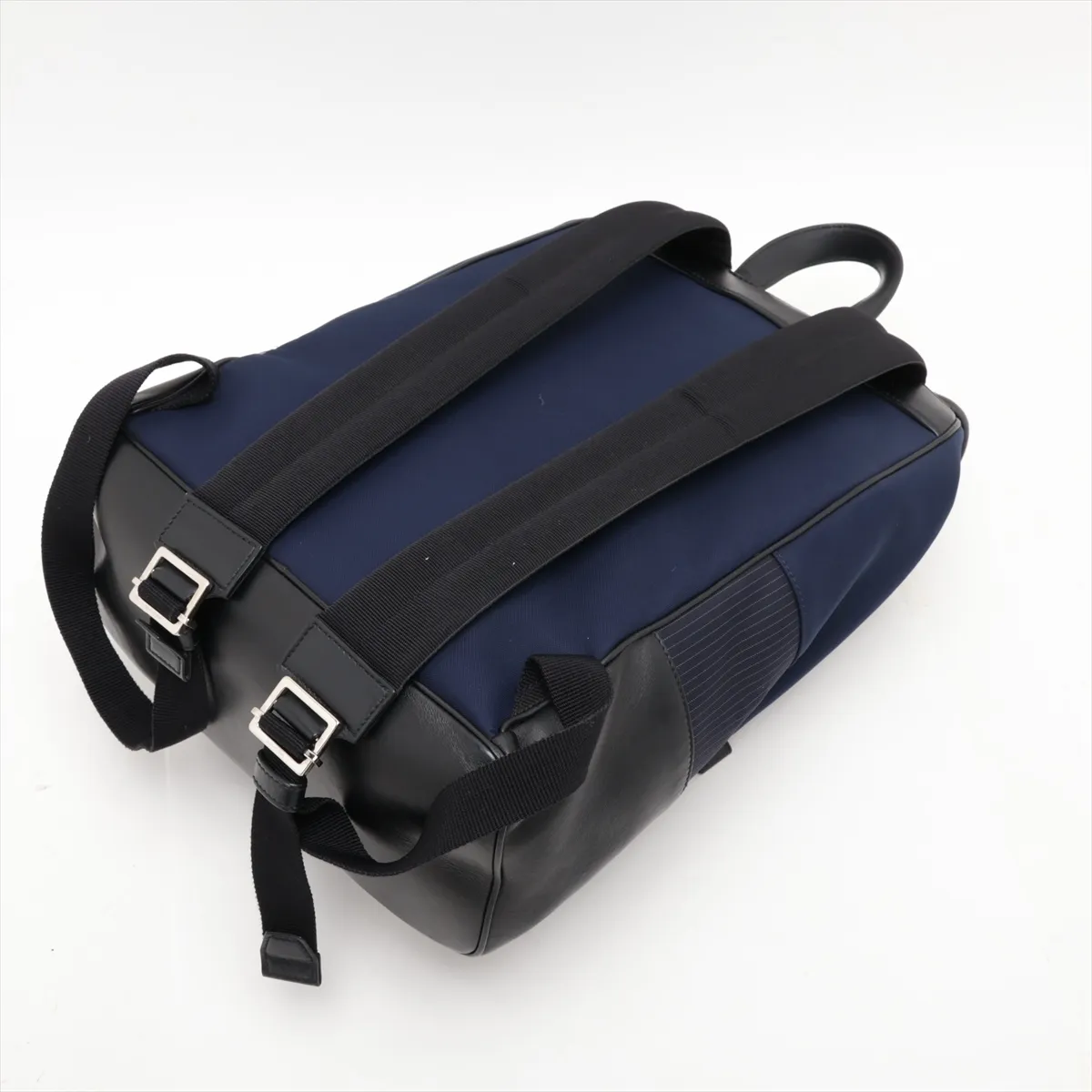 Nylon x Leather Backpack/Rucksack, Navy — view 5