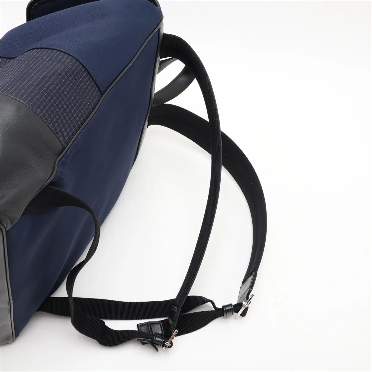 Nylon x Leather Backpack/Rucksack, Navy — view 6