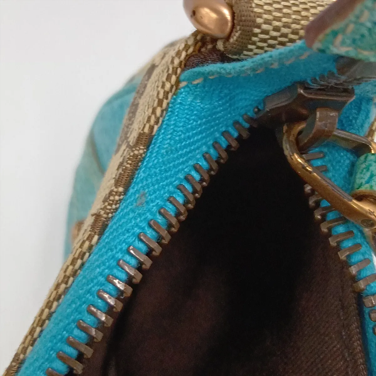 GG Canvas x Leather Chain Shoulder Bag Beige x Blue 120940 — view 14