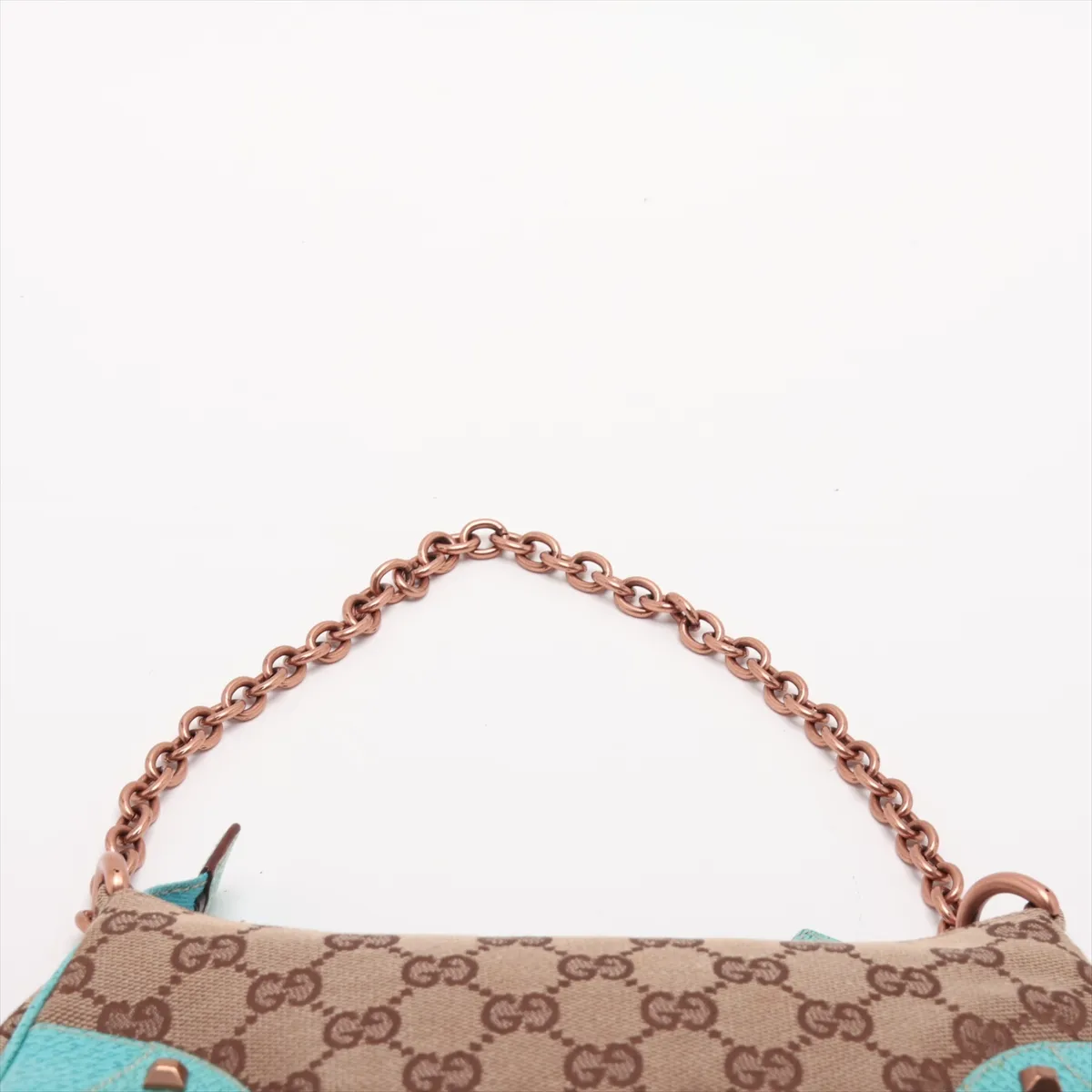 GG Canvas x Leather Chain Shoulder Bag Beige x Blue 120940 — view 6