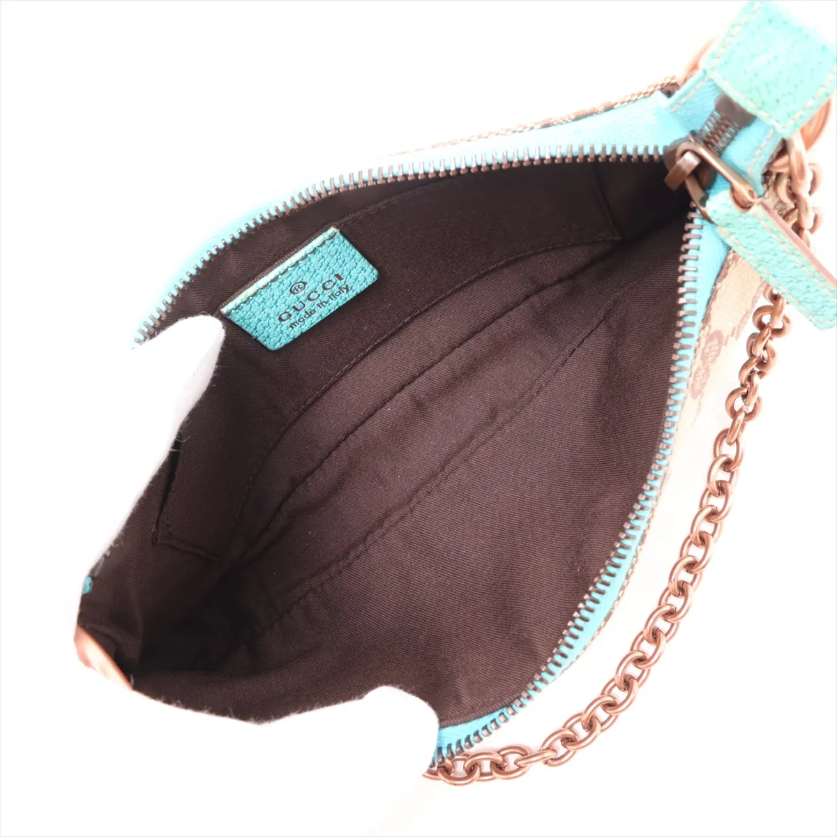 GG Canvas x Leather Chain Shoulder Bag Beige x Blue 120940 — view 7
