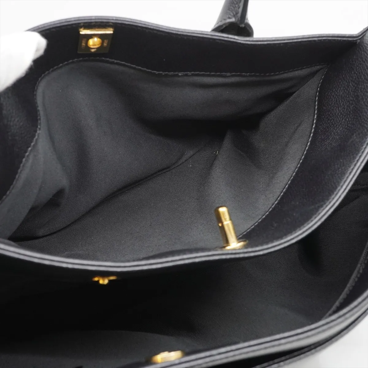 Executive Leather 2-Way Tote Bag, Black with Gold Hardware, 10763133 — view 12