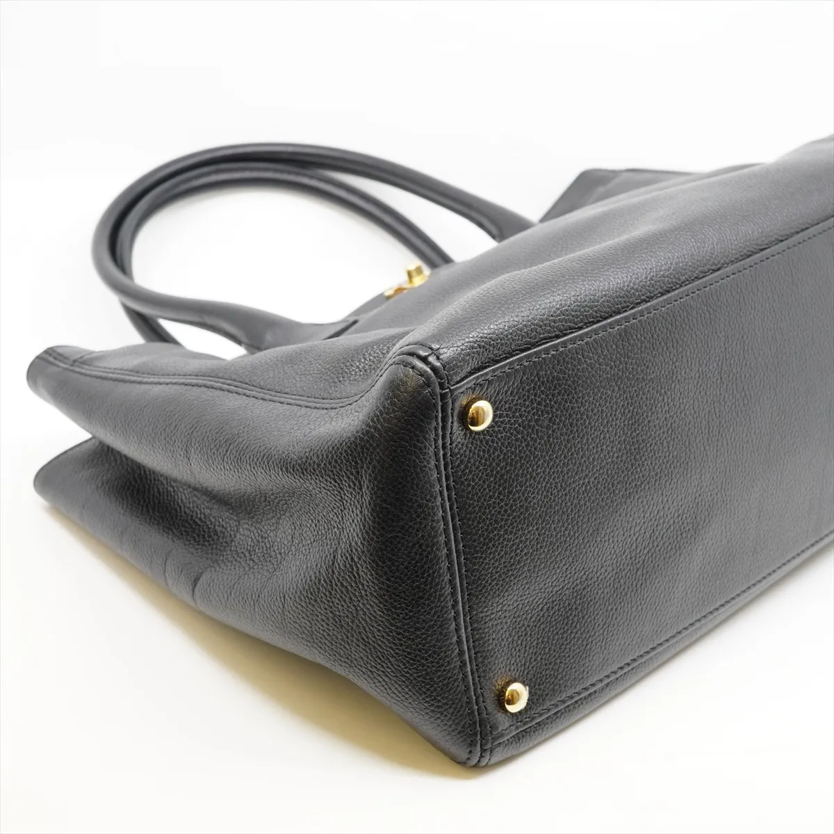 Executive Leather 2-Way Tote Bag, Black with Gold Hardware, 10763133 — view 4