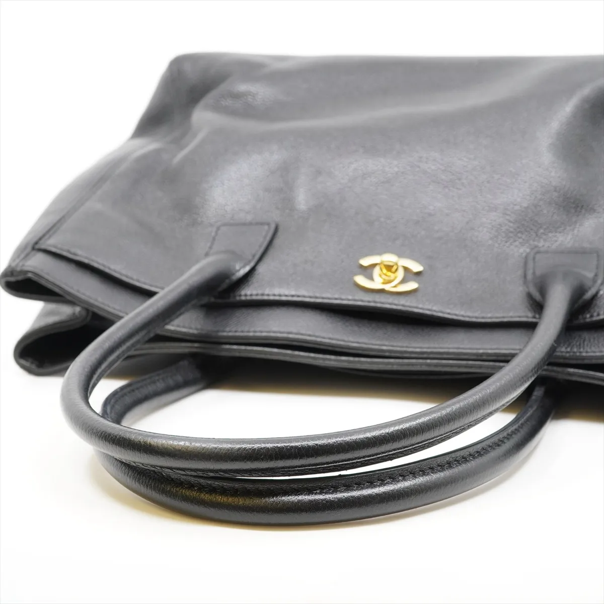 Executive Leather 2-Way Tote Bag, Black with Gold Hardware, 10763133 — view 5