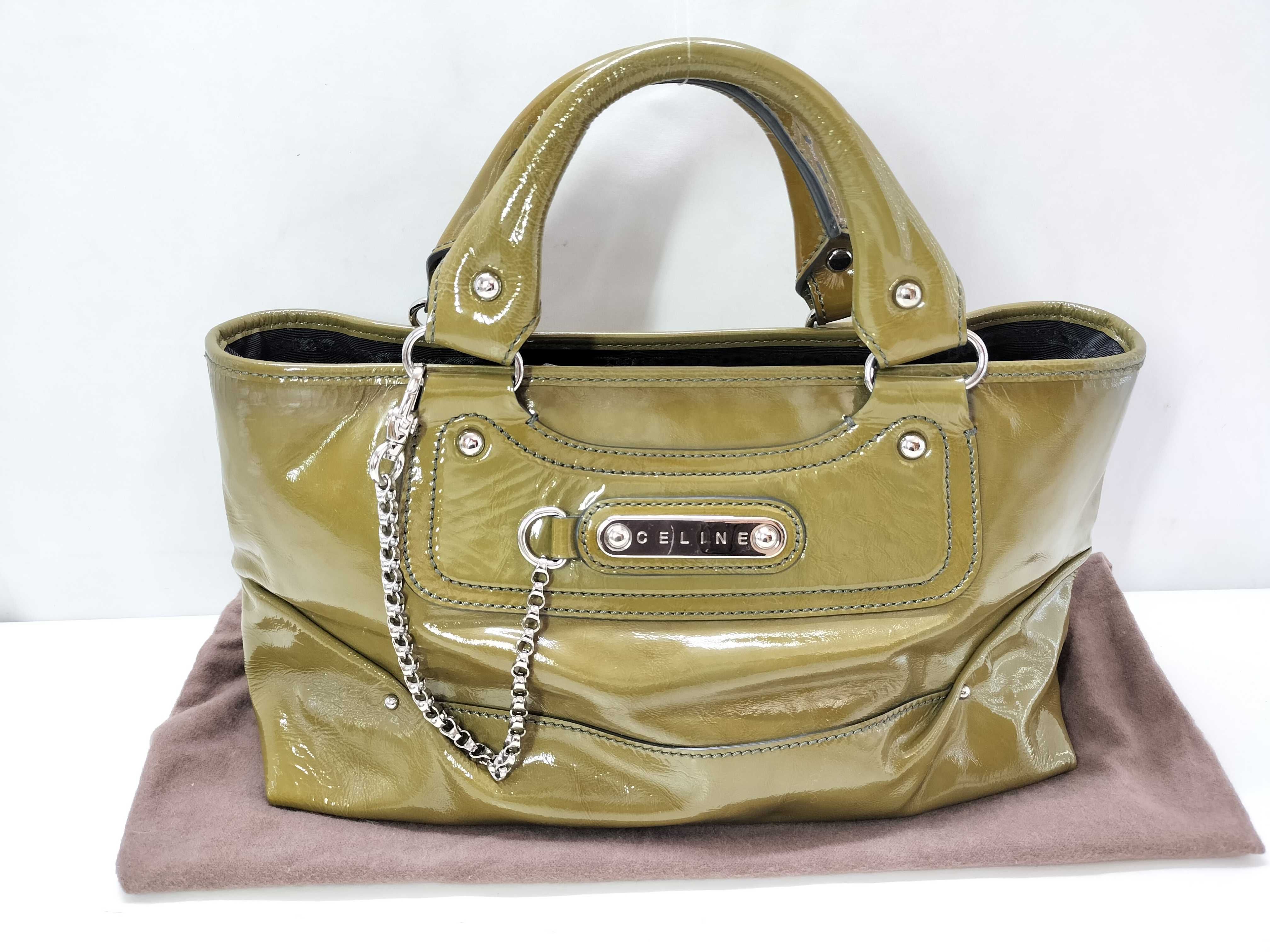 Patent Boogie Bag Khaki Handbag