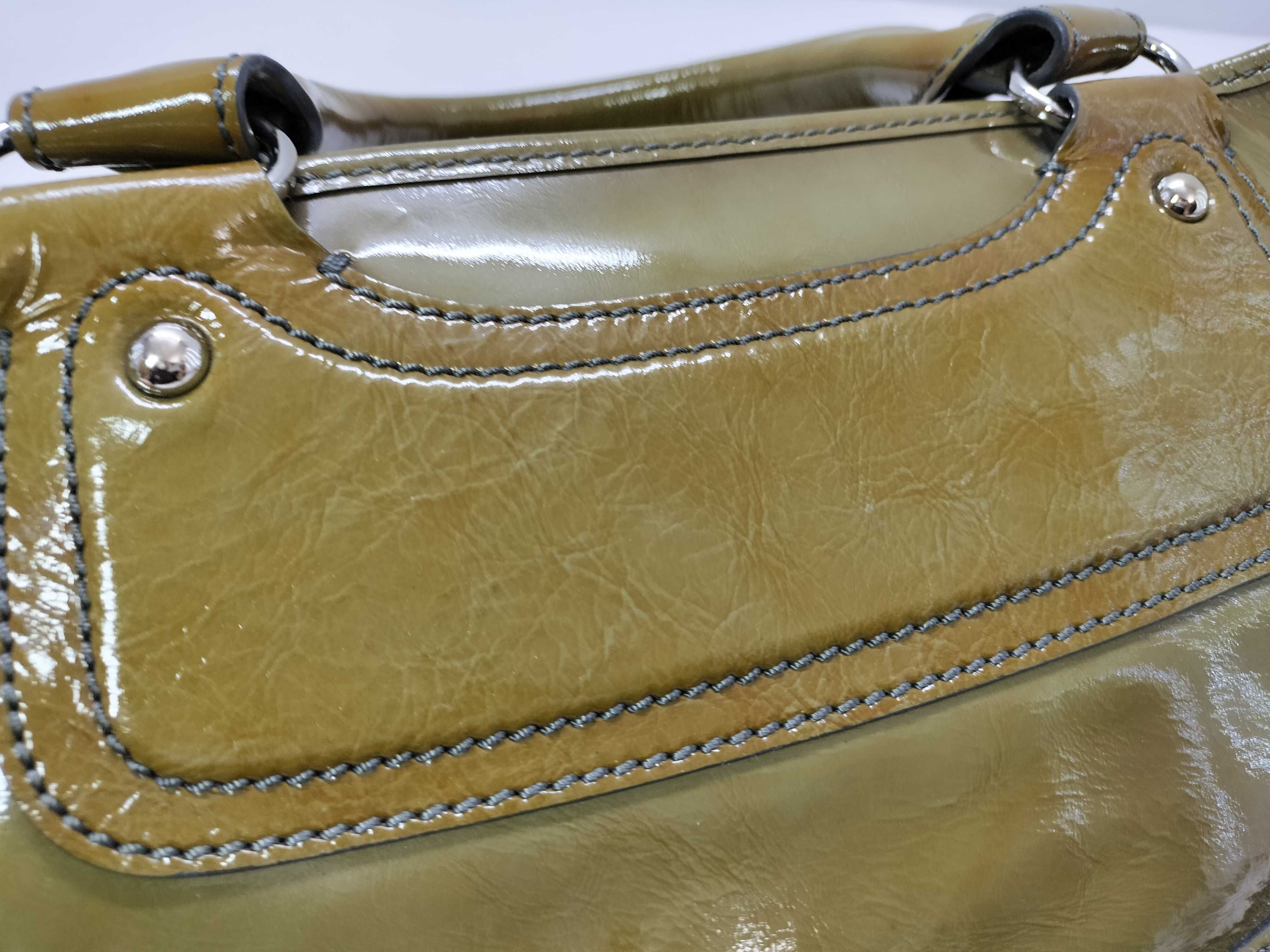 Patent Boogie Bag Khaki Handbag — view 13