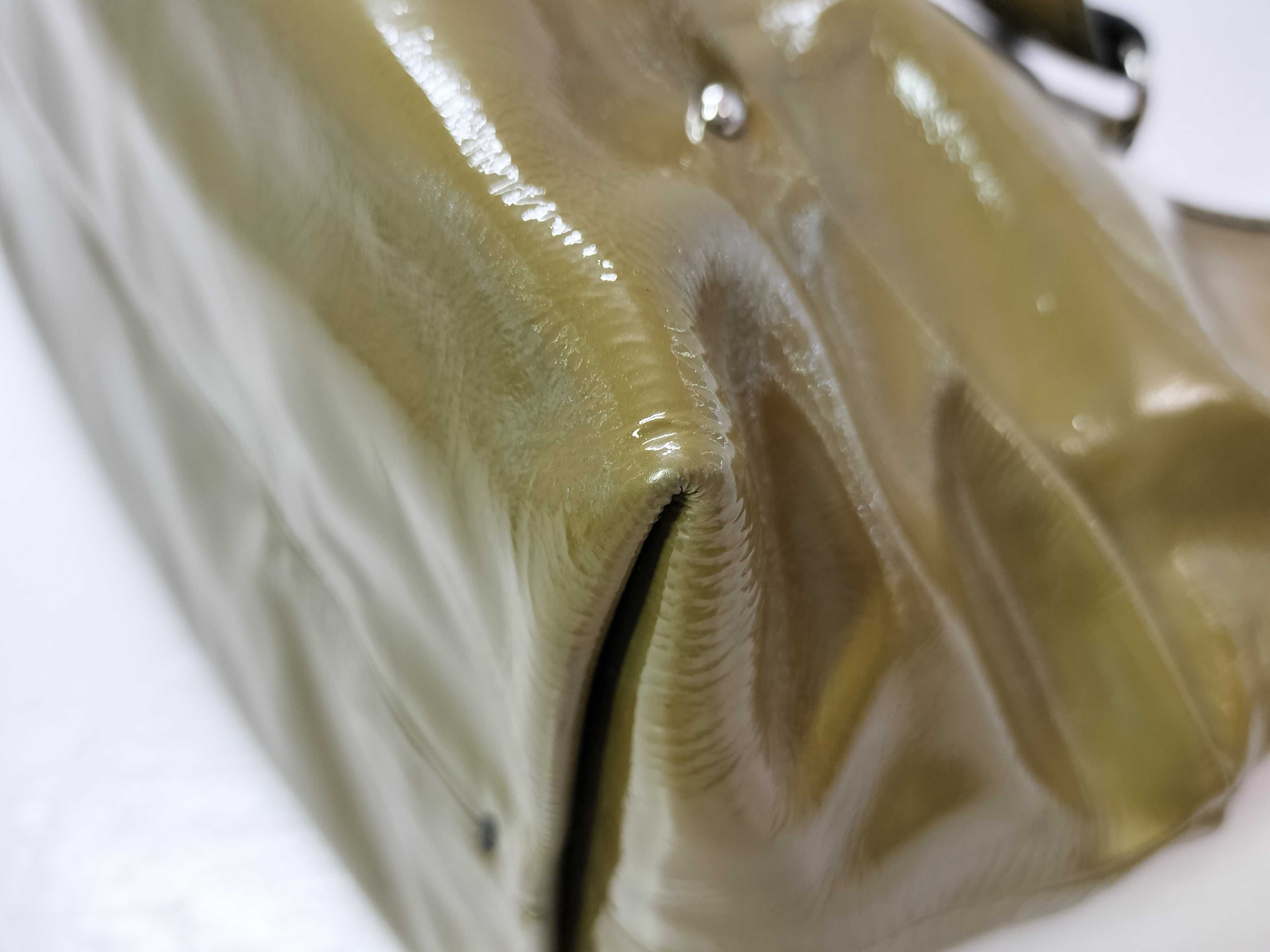 Patent Boogie Bag Khaki Handbag — view 6