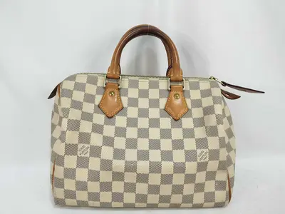 Damier Azure ID- Damier Azure Speedy 25 N41534 MB1177 Canvas White Handbag