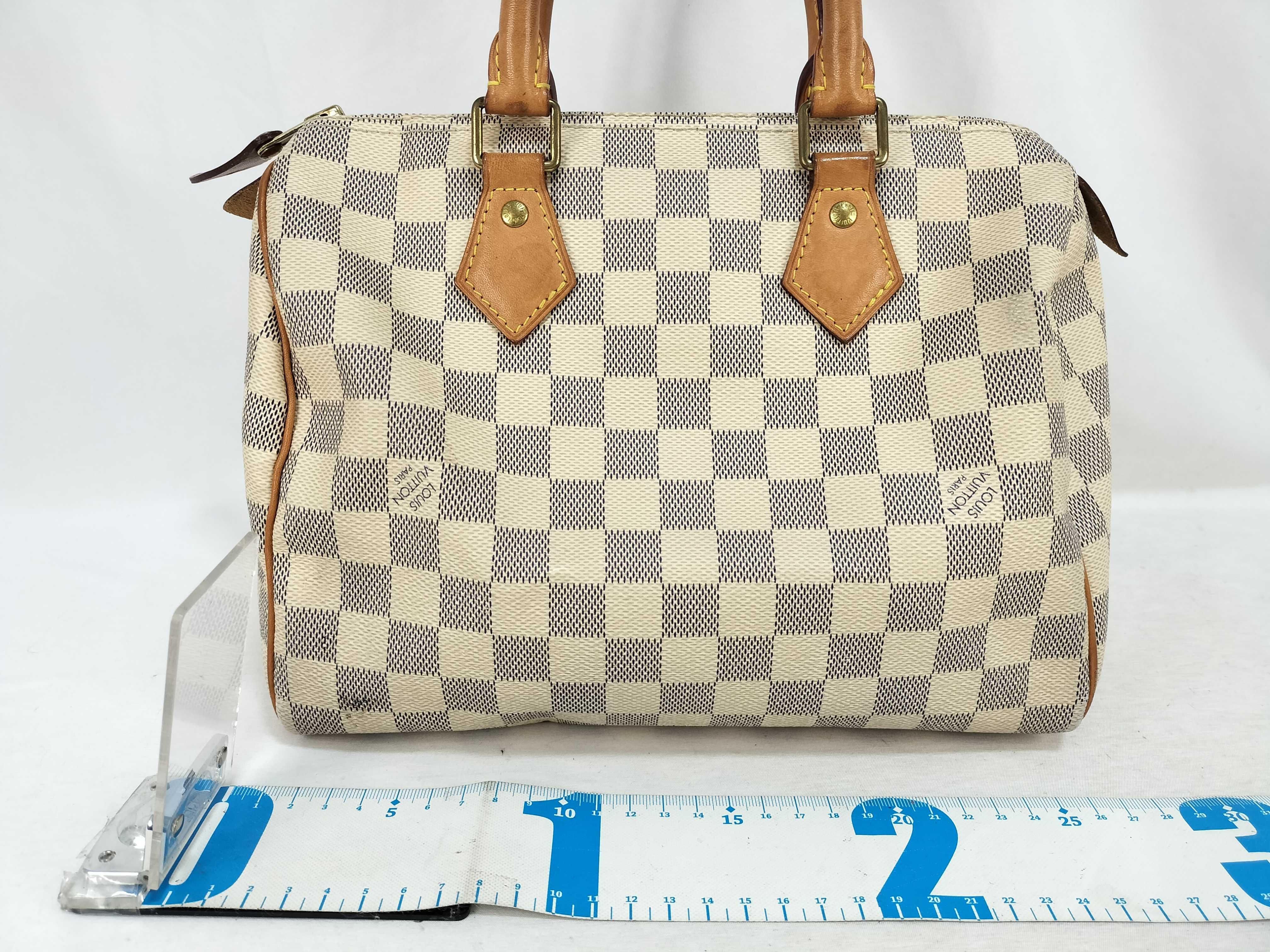 Damier Azure ID- Damier Azure Speedy 25 N41534 MB1177 Canvas White Handbag — view 2