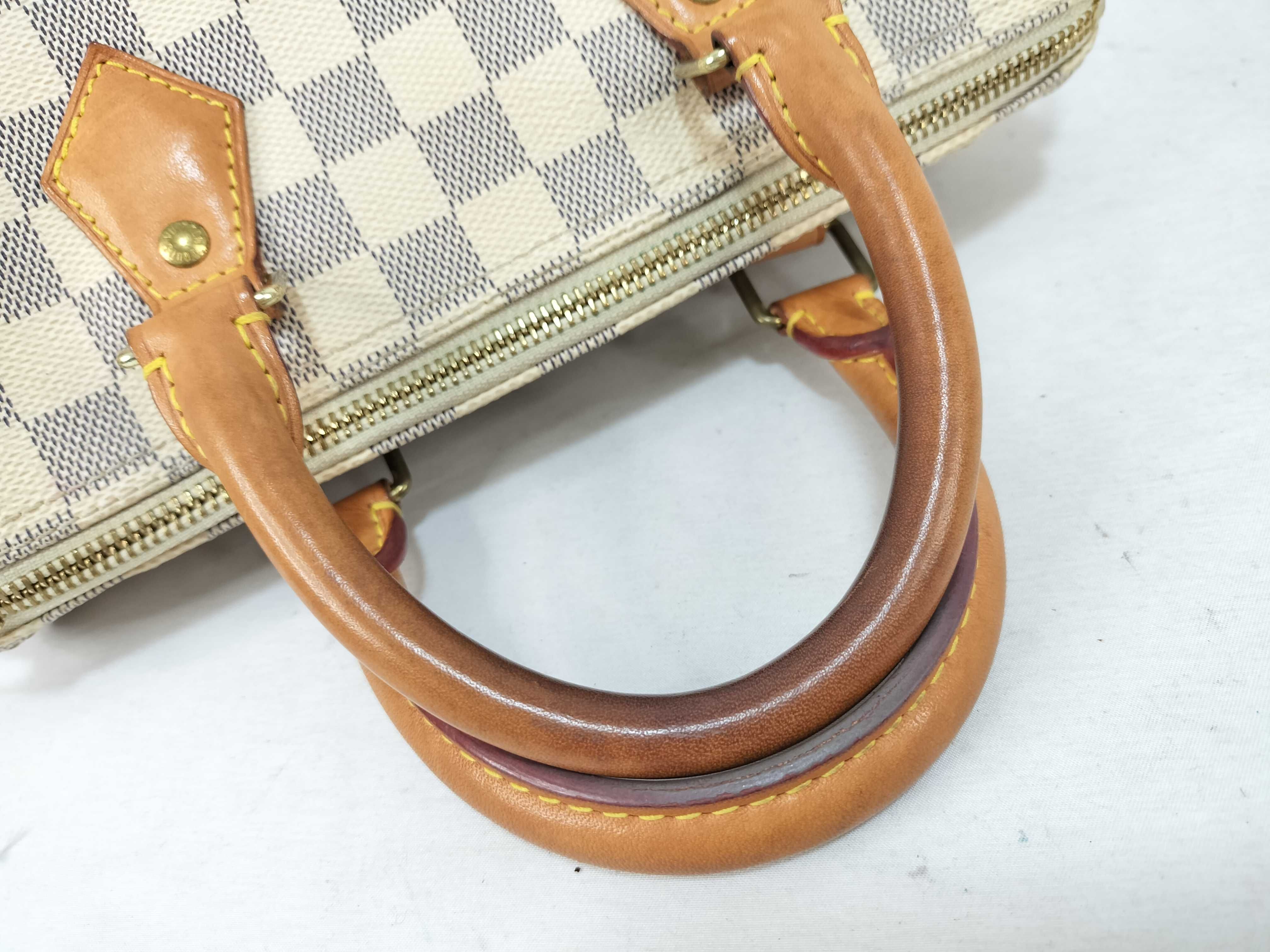 Damier Azure ID- Damier Azure Speedy 25 N41534 MB1177 Canvas White Handbag — view 3