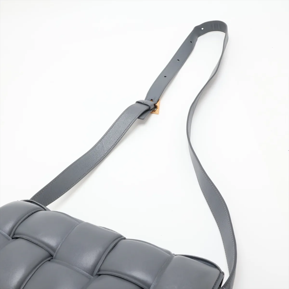 Maxi Intrecciato Padded Cassette Leather Shoulder Bag, Gray — view 5
