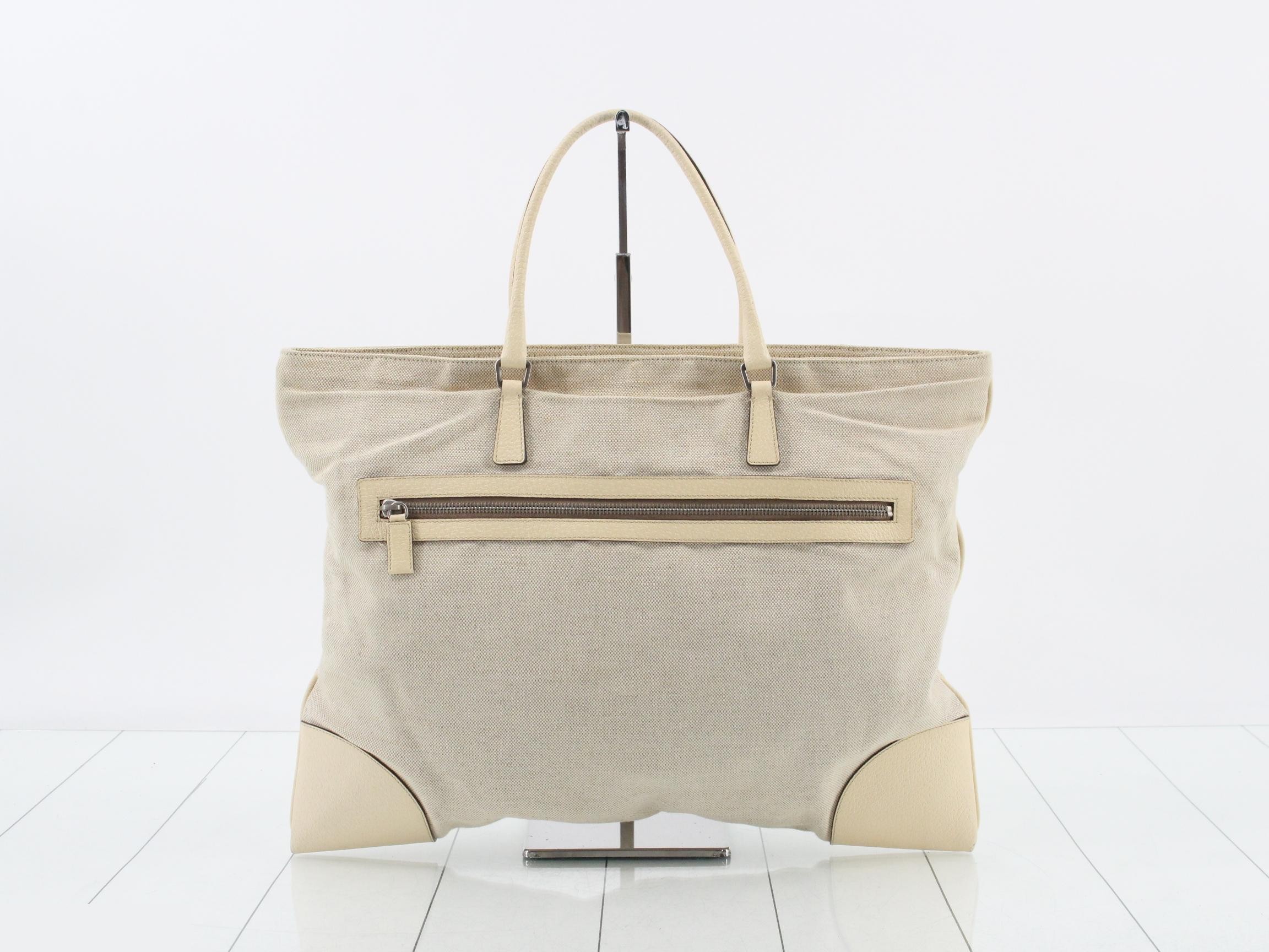 Canvas and leather combination tote bag — view 2