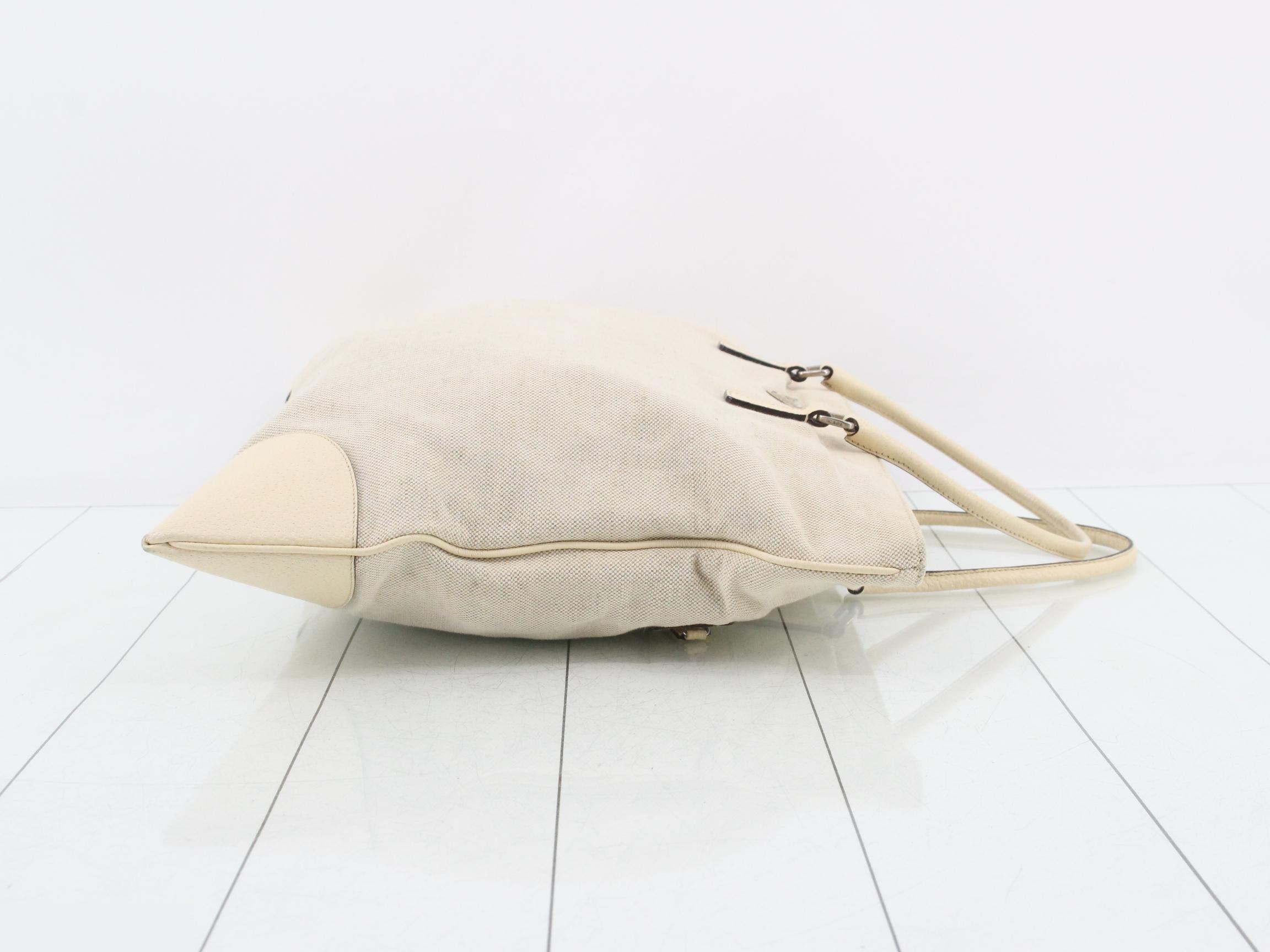 Canvas and leather combination tote bag — view 3
