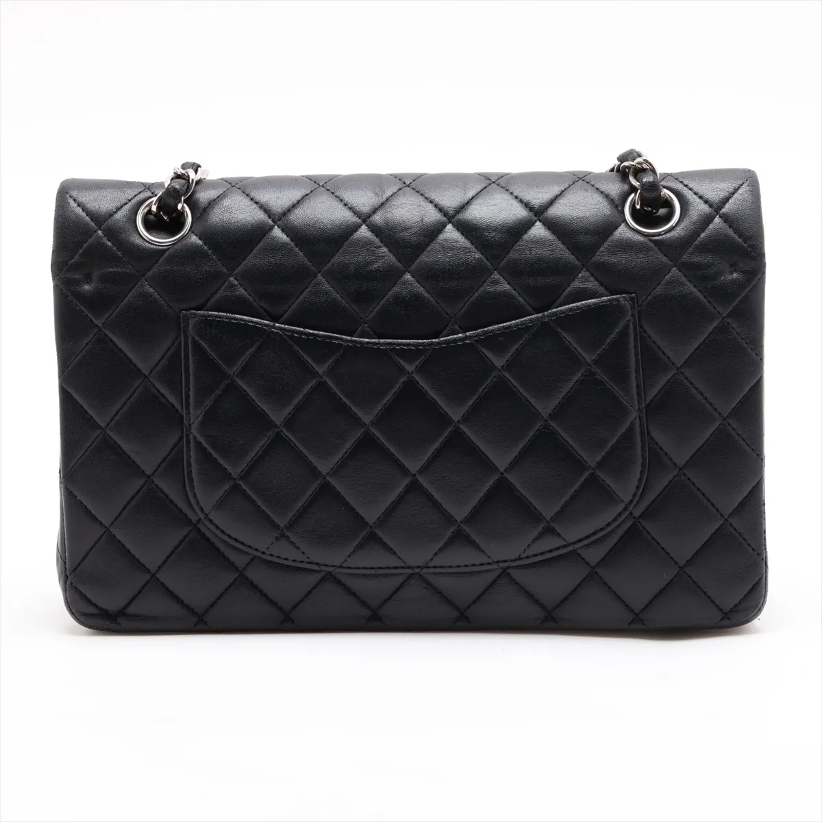 Matelassé 25 Lambskin Double Flap Double Chain Bag, Black with Silver Hardware, 13298037, Serial Number , A01112 — view 2