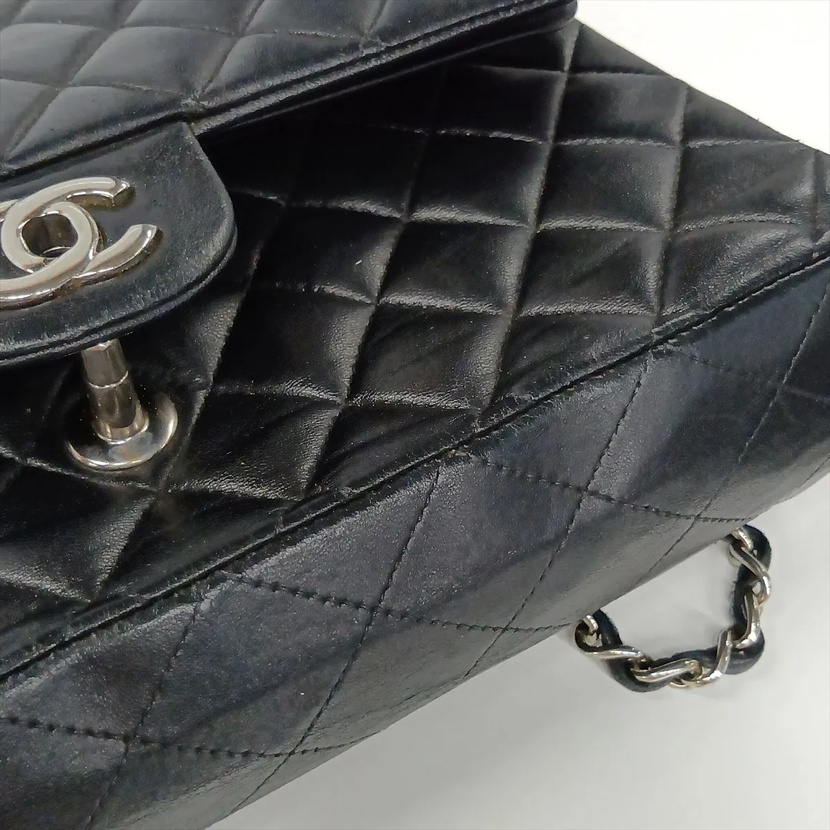 Matelassé 25 Lambskin Double Flap Double Chain Bag, Black with Silver Hardware, 13298037, Serial Number , A01112 — view 12