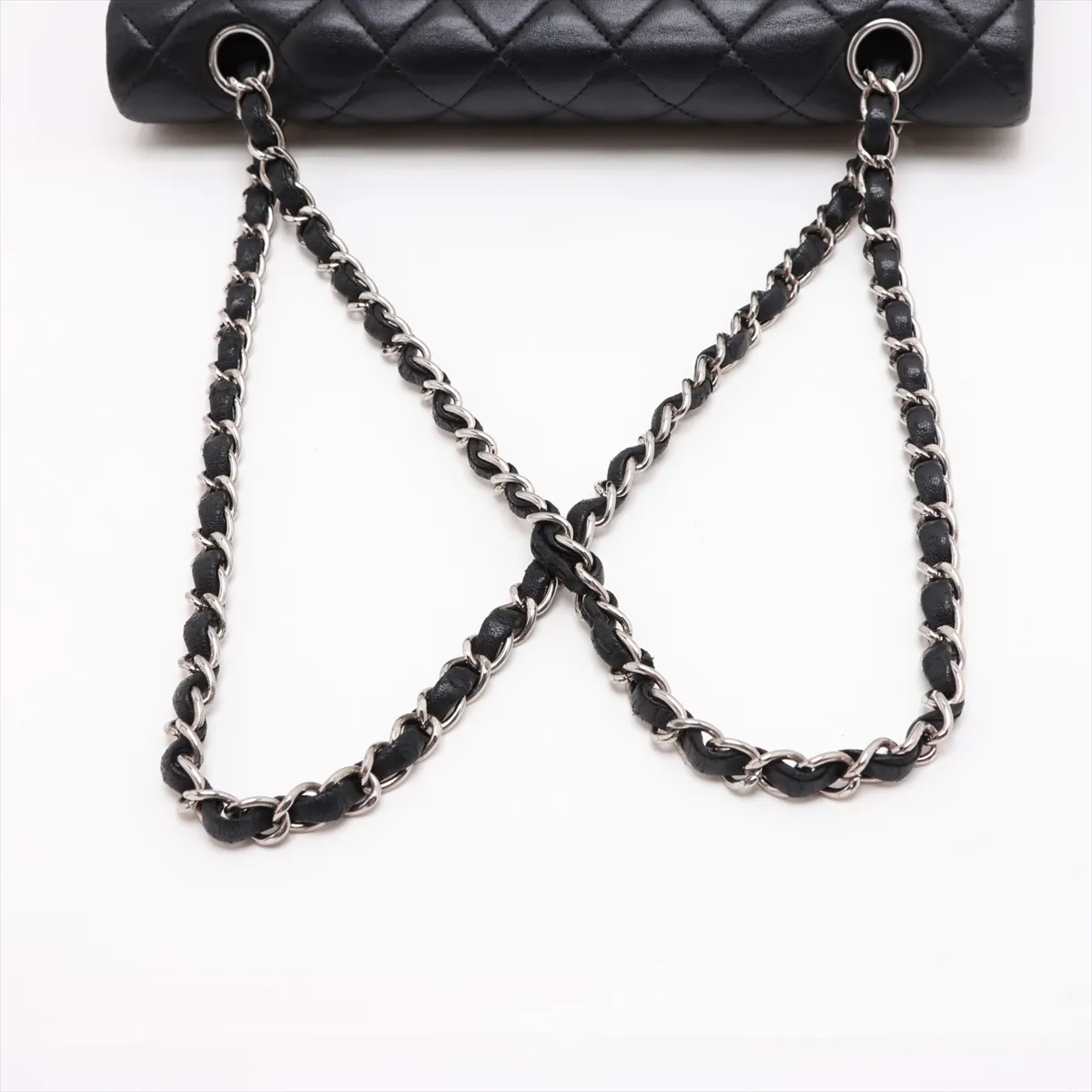 Matelassé 25 Lambskin Double Flap Double Chain Bag, Black with Silver Hardware, 13298037, Serial Number , A01112 — view 5