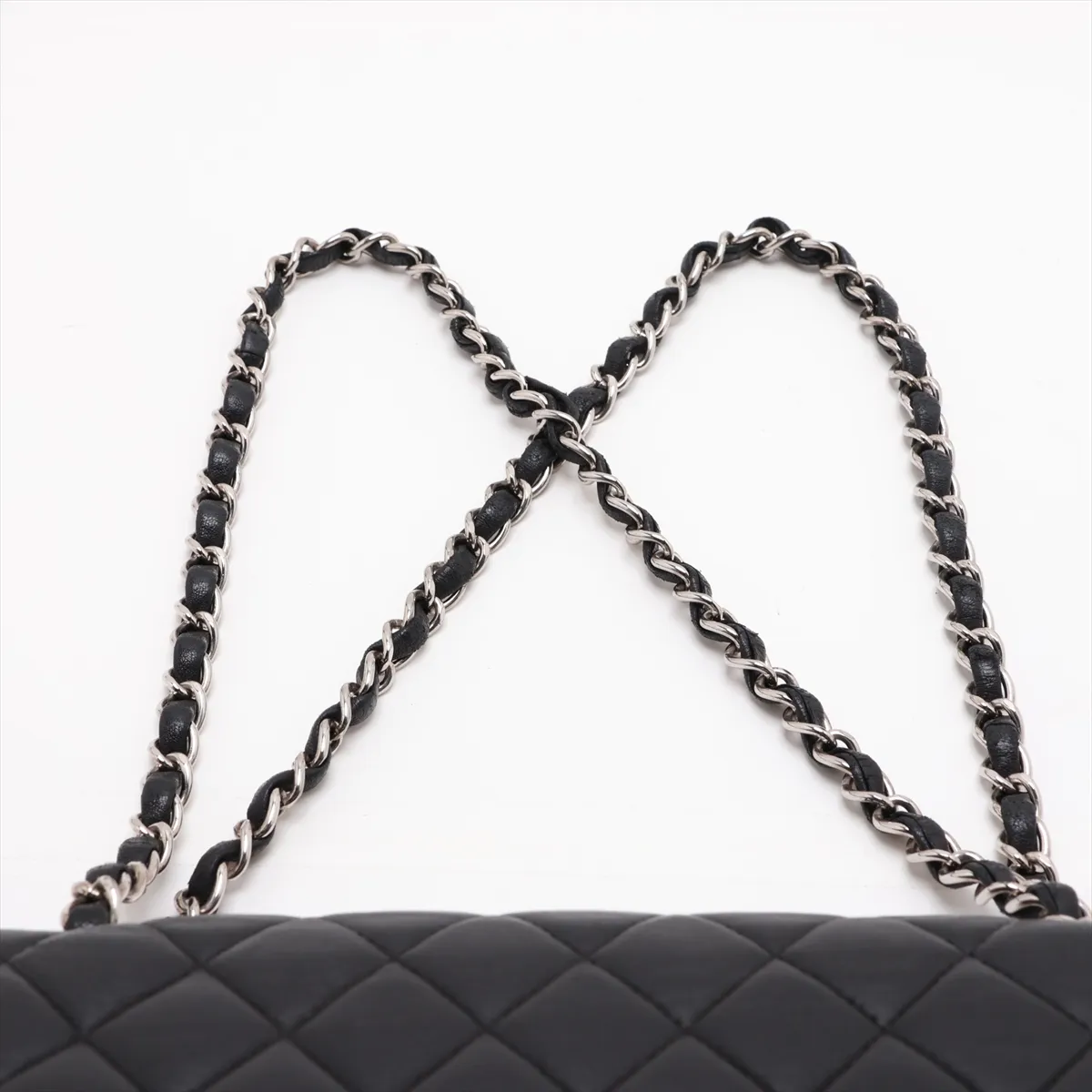 Matelassé 25 Lambskin Double Flap Double Chain Bag, Black with Silver Hardware, 13298037, Serial Number , A01112 — view 6