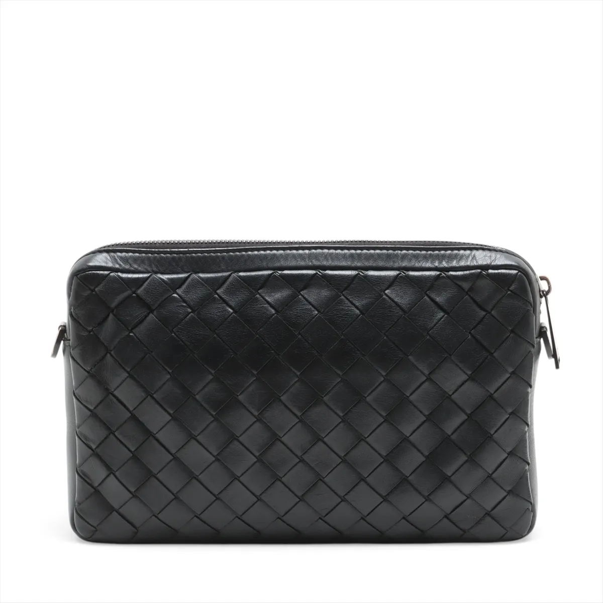 Intrecciato Leather Shoulder Bag Black — view 2