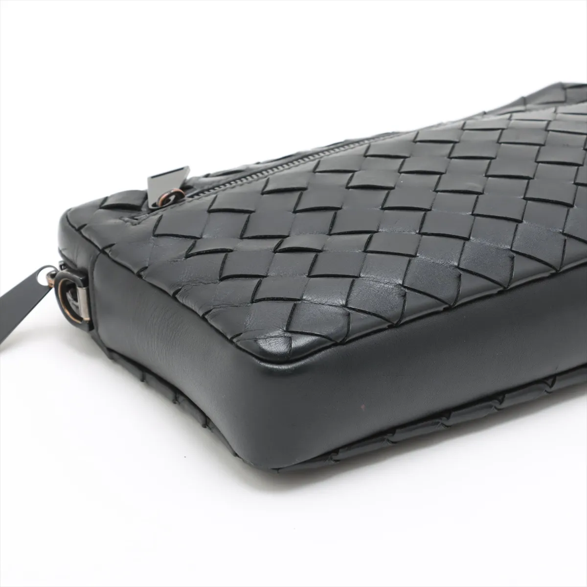 Intrecciato Leather Shoulder Bag Black — view 4