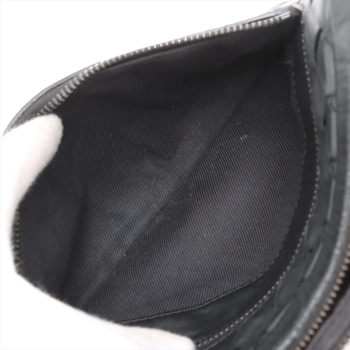 Intrecciato Leather Shoulder Bag Black — view 9