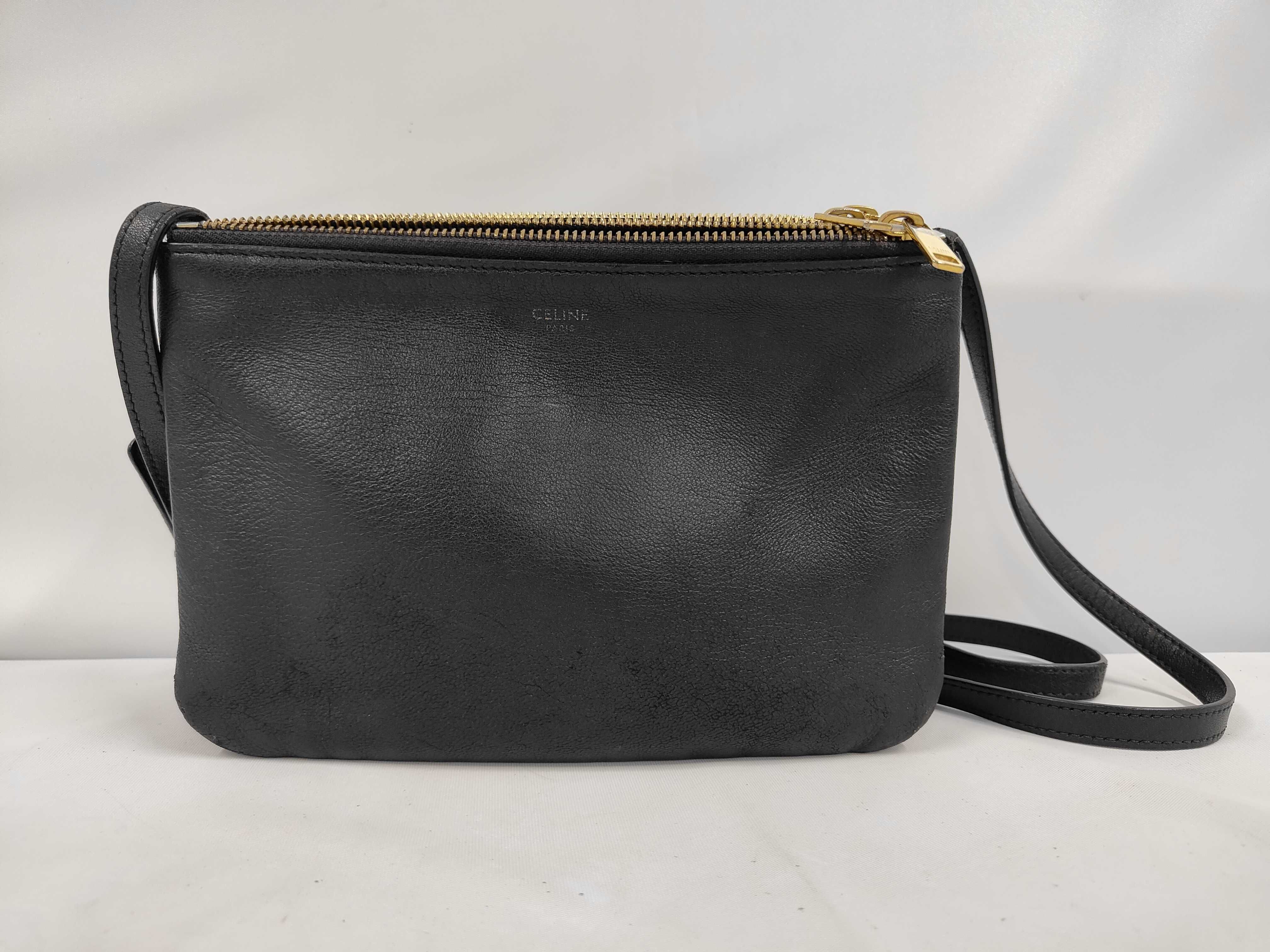 Leather Trio Small Shoulder Bag, Black Shoulder Bag