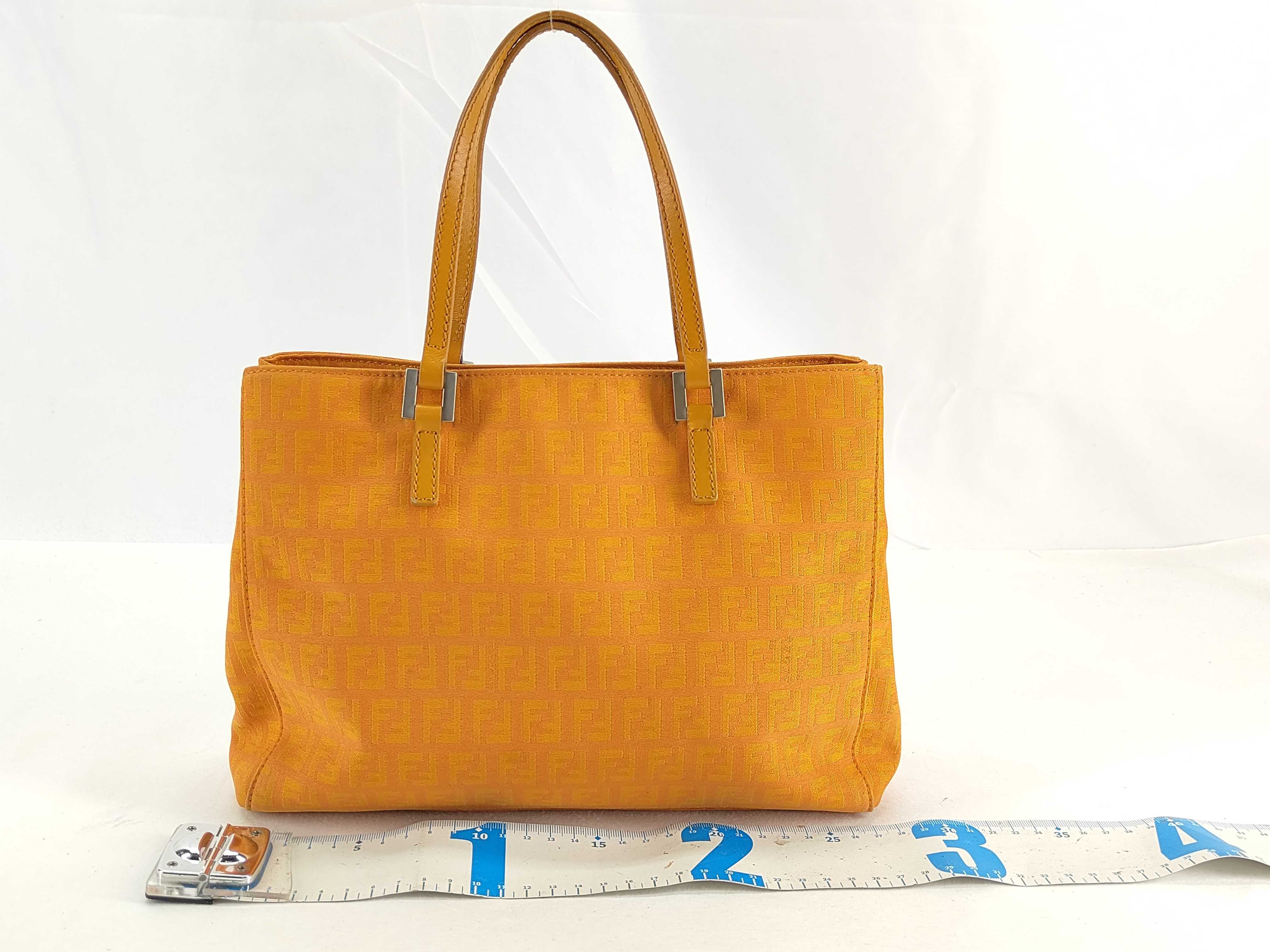 Zucca canvas and leather tote bag, orange, with tears. — view 2